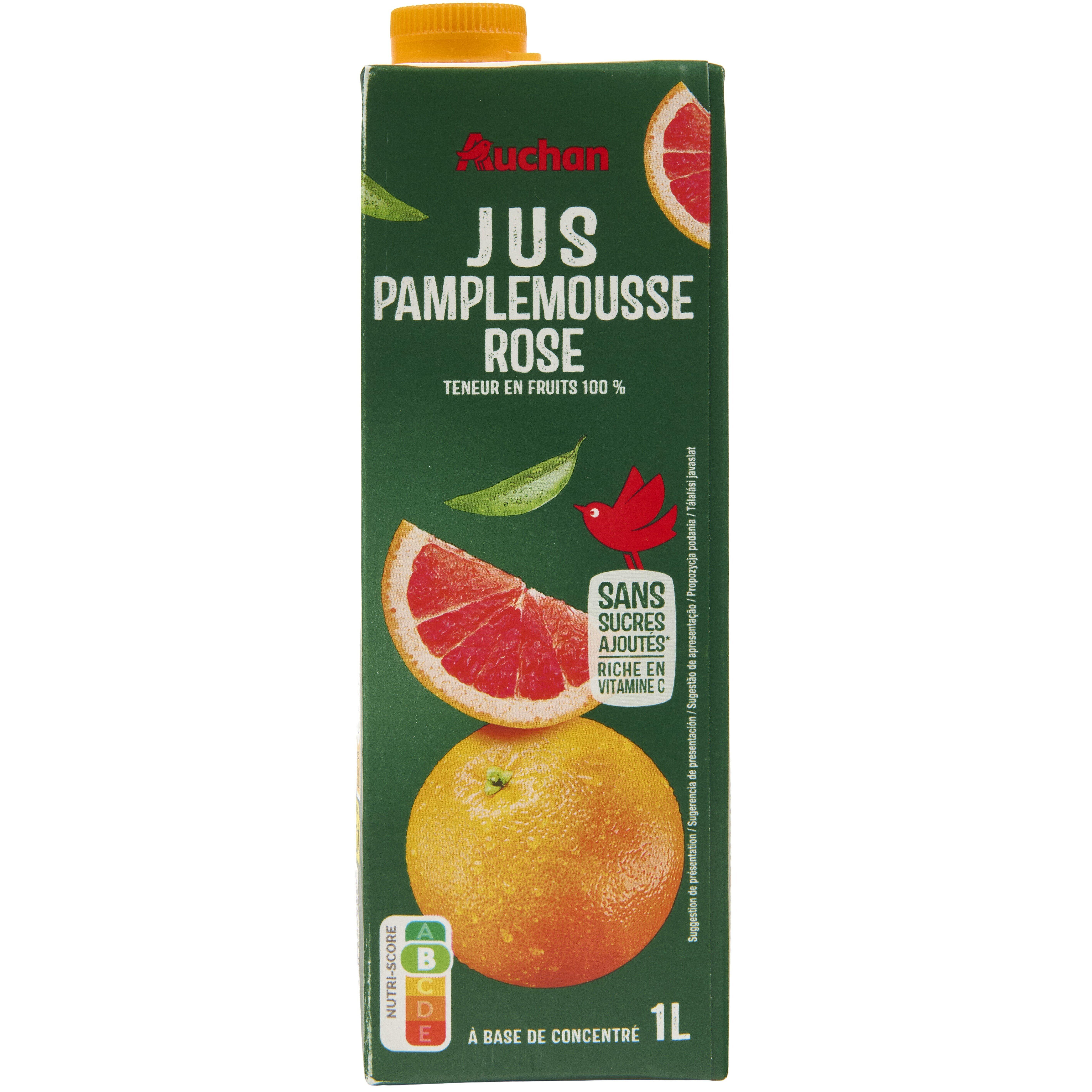Voir la diapositive 3 : AUCHAN Jus de pamplemousse rose à base de concentré brique 1l