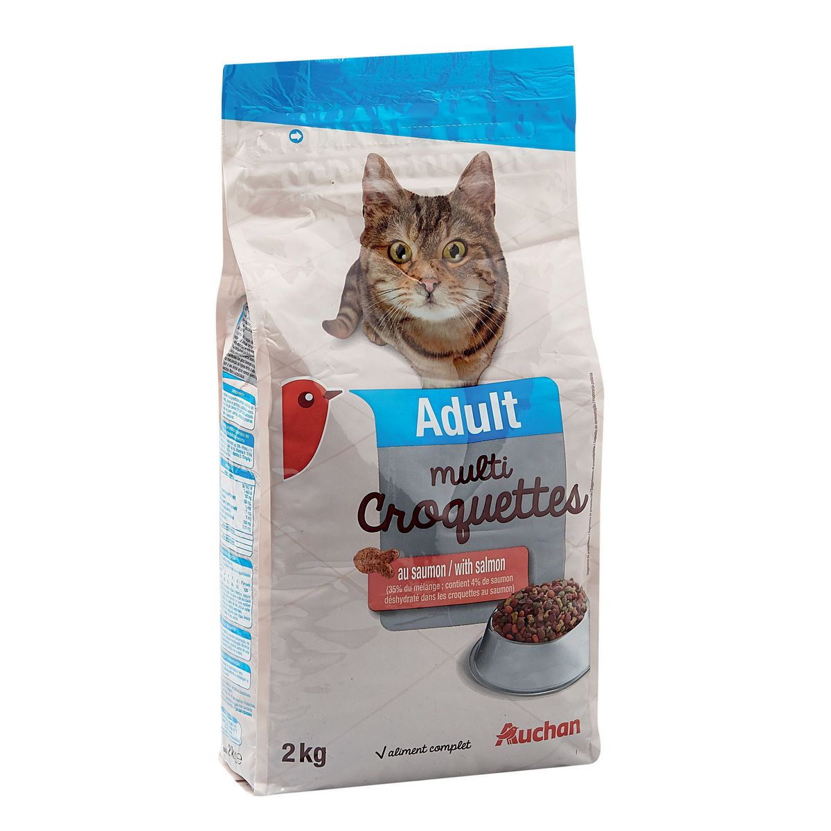 AUCHAN Adult multicroquettes au saumon pour chat 2kg