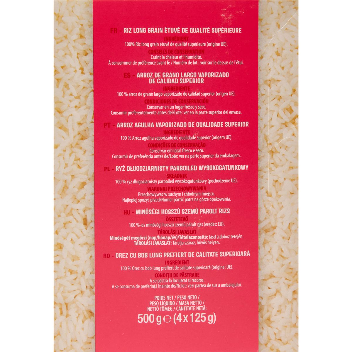 AUCHAN Riz long grain incollable sachets cuisson prêt en 10 min 4 sachets 4x125G