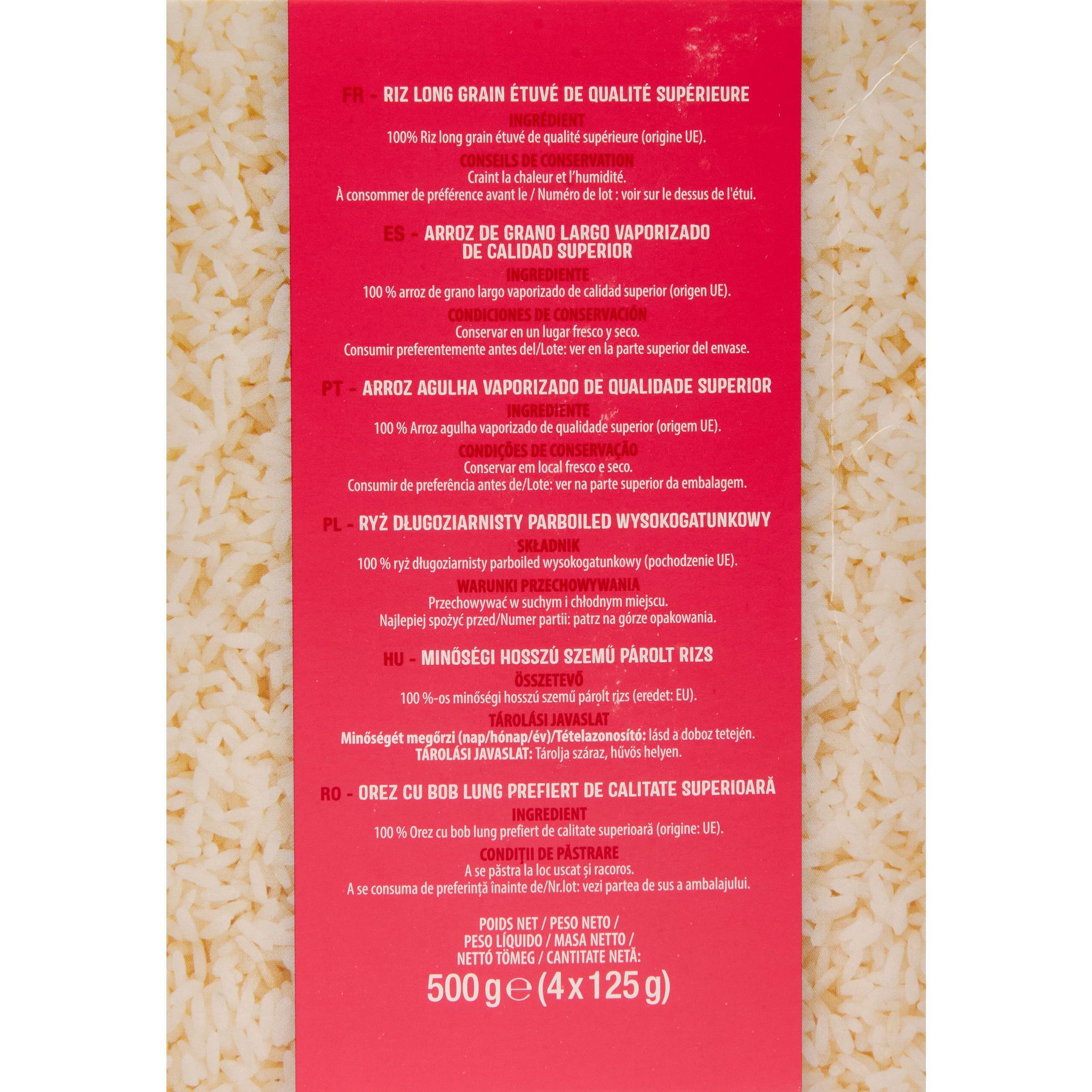 Voir la diapositive 3 : AUCHAN Riz long grain incollable sachets cuisson prêt en 10 min 4 sachets 4x125G