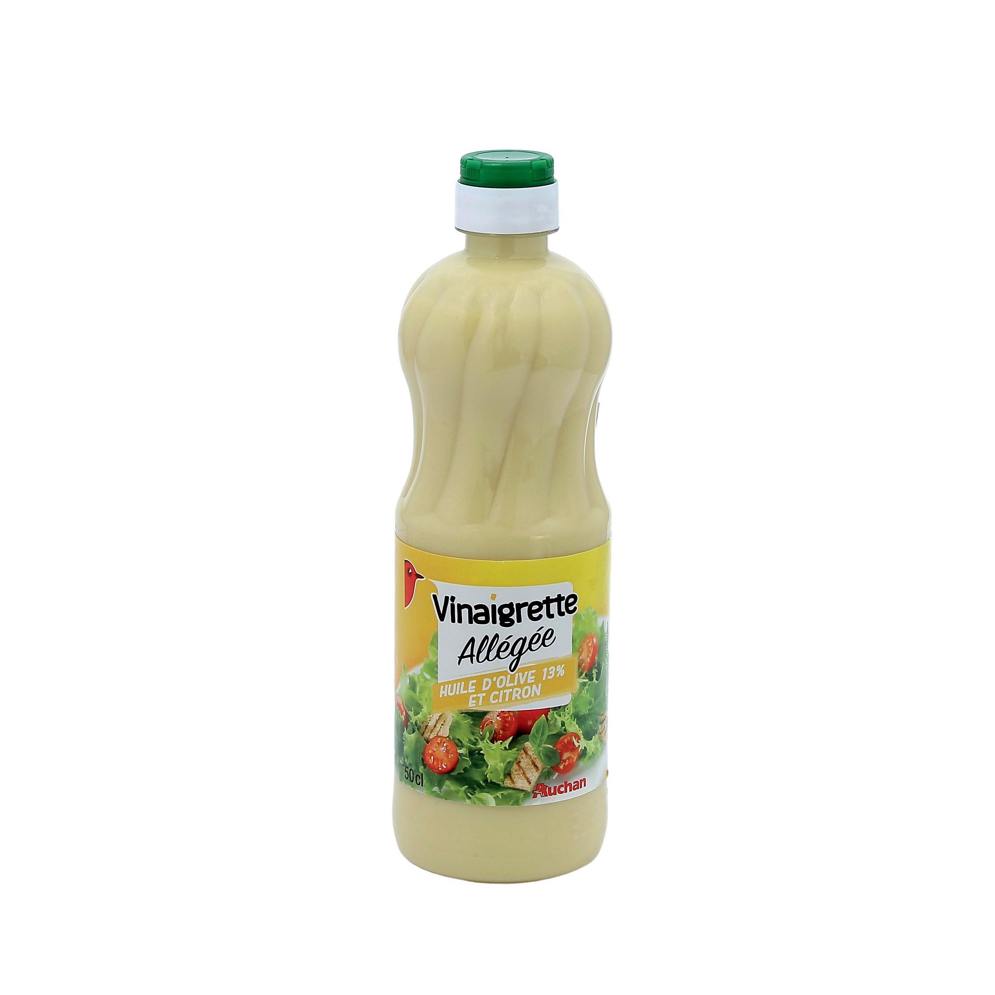 Voir la diapositive 2 : AUCHAN Sauce vinaigrette allégée huile d'olive 13% et citron 50cl