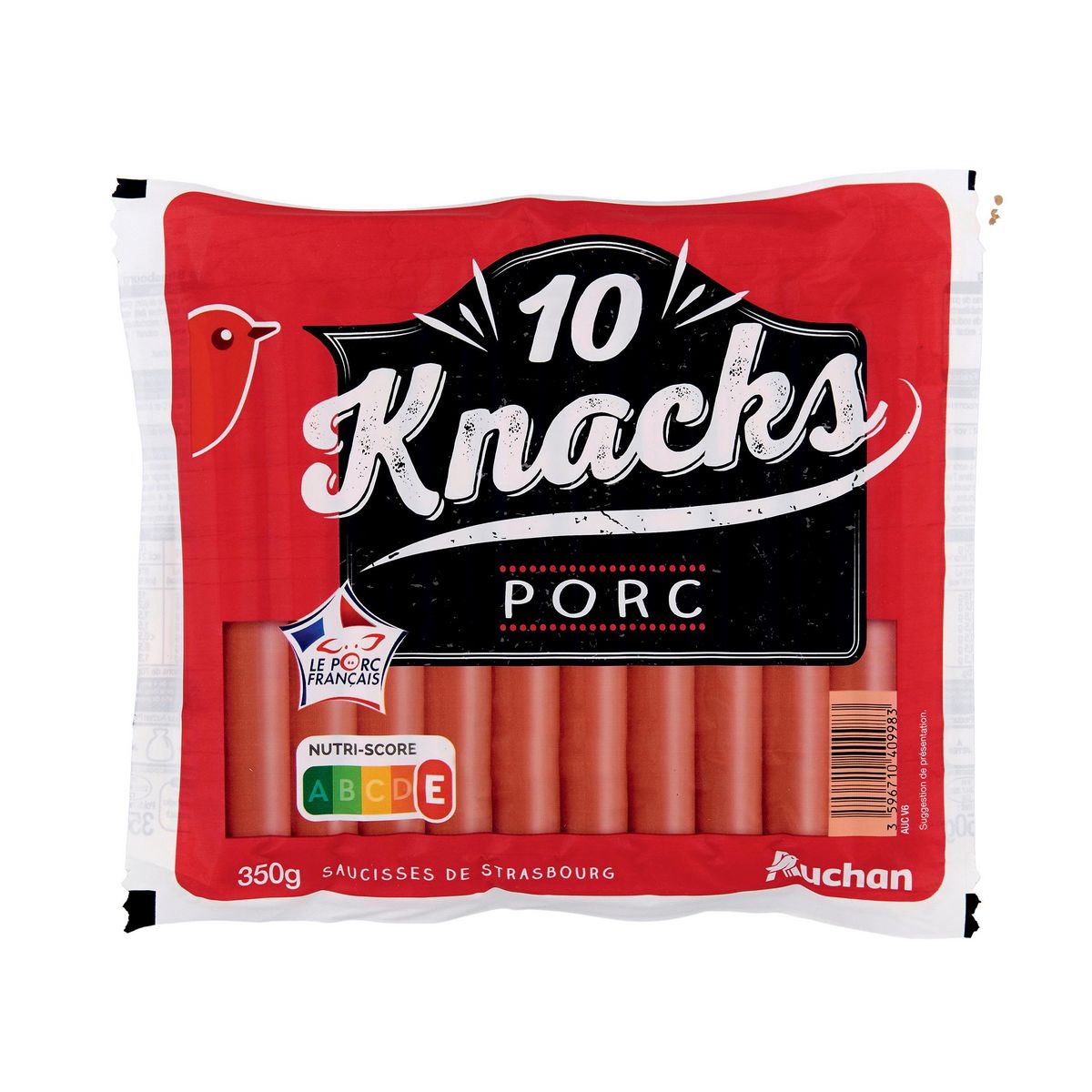 AUCHAN Knacks 10 pièces 350g