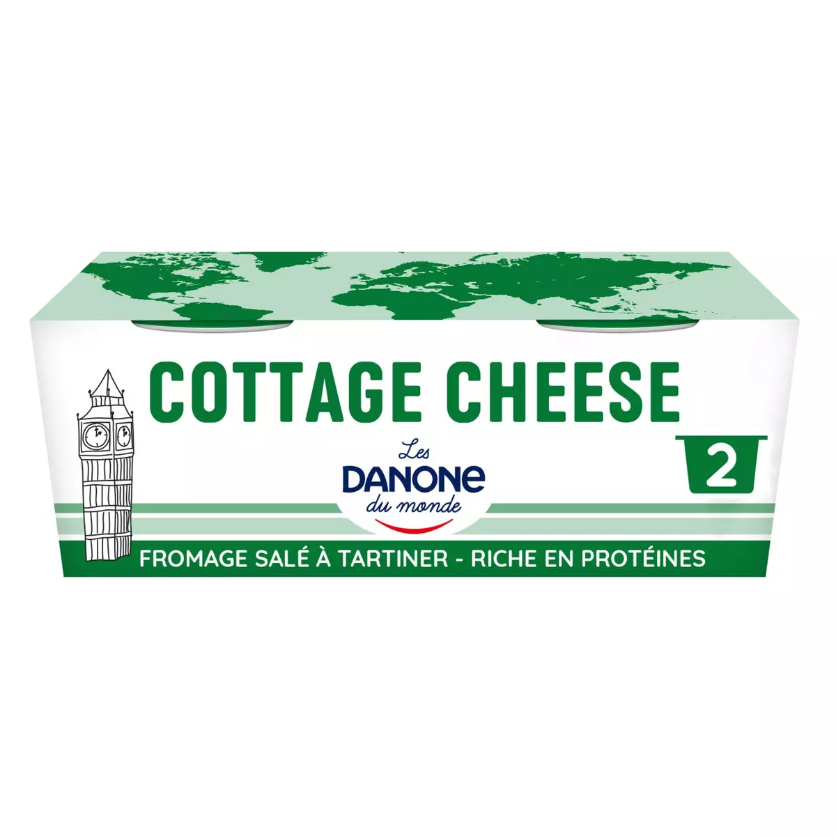 DANONE Cottage cheese fromage blanc à tartiner ou à cuisiner 2x200g