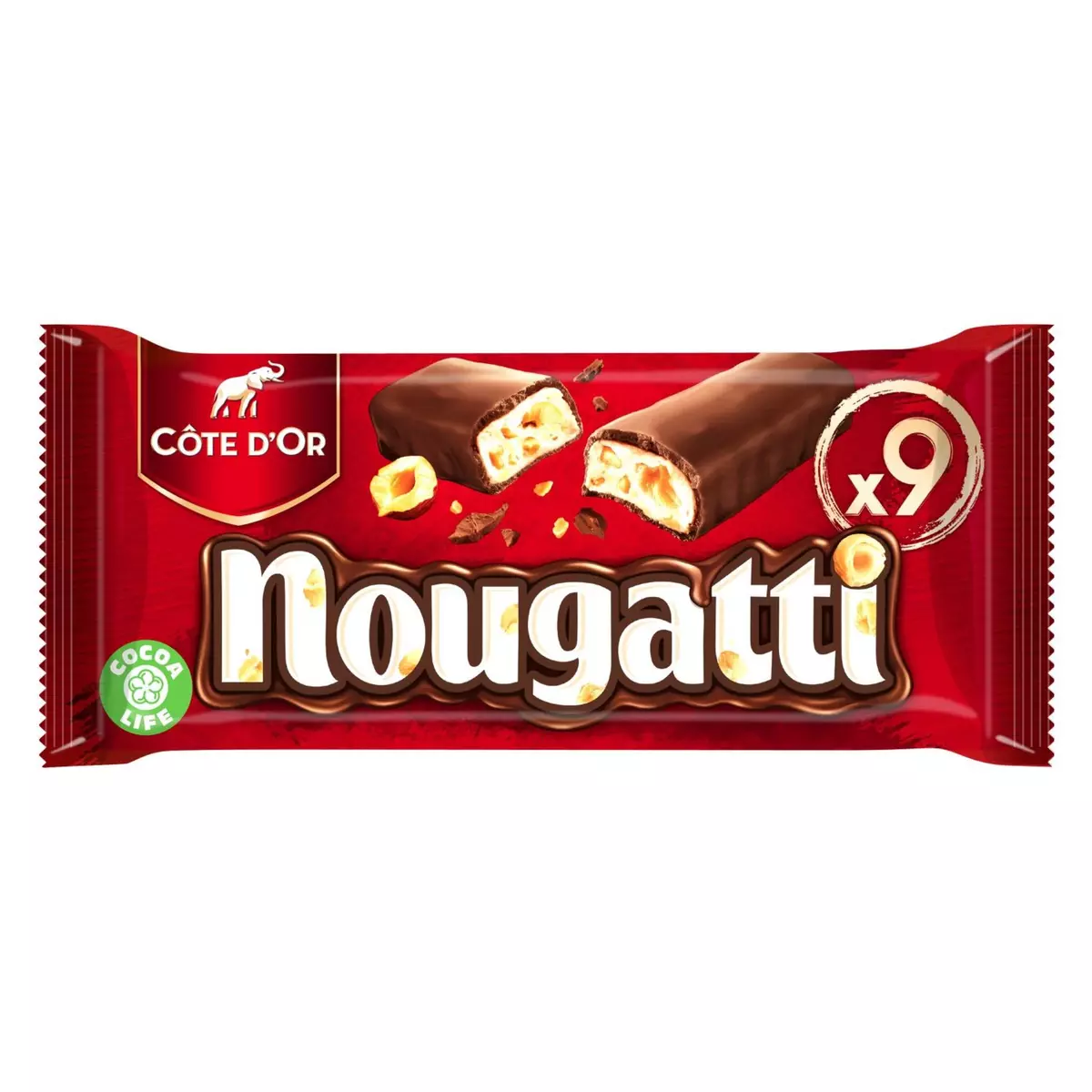 COTE D'OR Nougatti Barres chocolatées au nougat 9 barres 270g