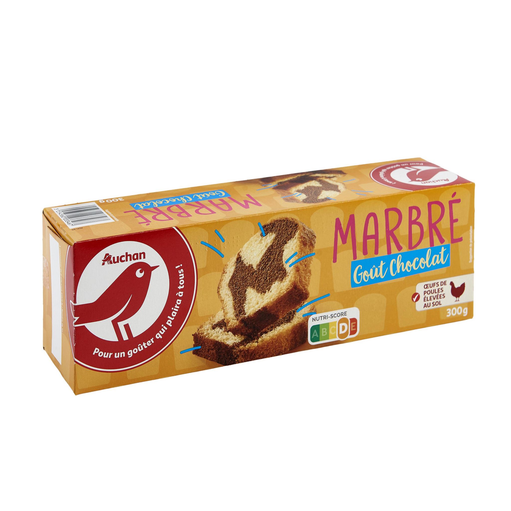 Voir la diapositive 2 : AUCHAN Gâteau marbré goût chocolat 300g