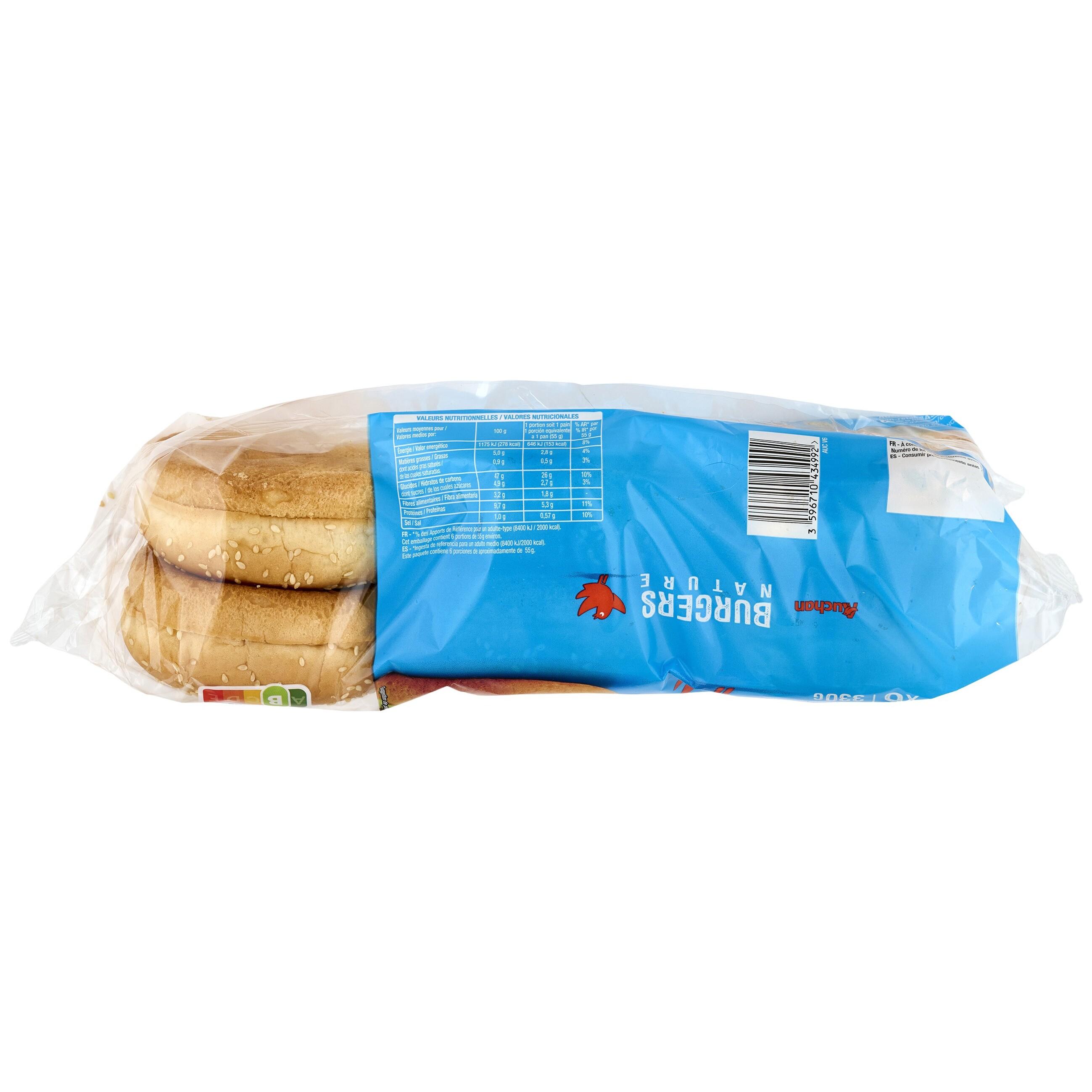 Voir la diapositive 2 : AUCHAN Pain burger classique 6 pièces 330g