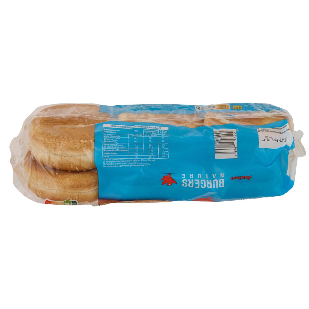 AUCHAN Pain burger classique 6 pièces 330g