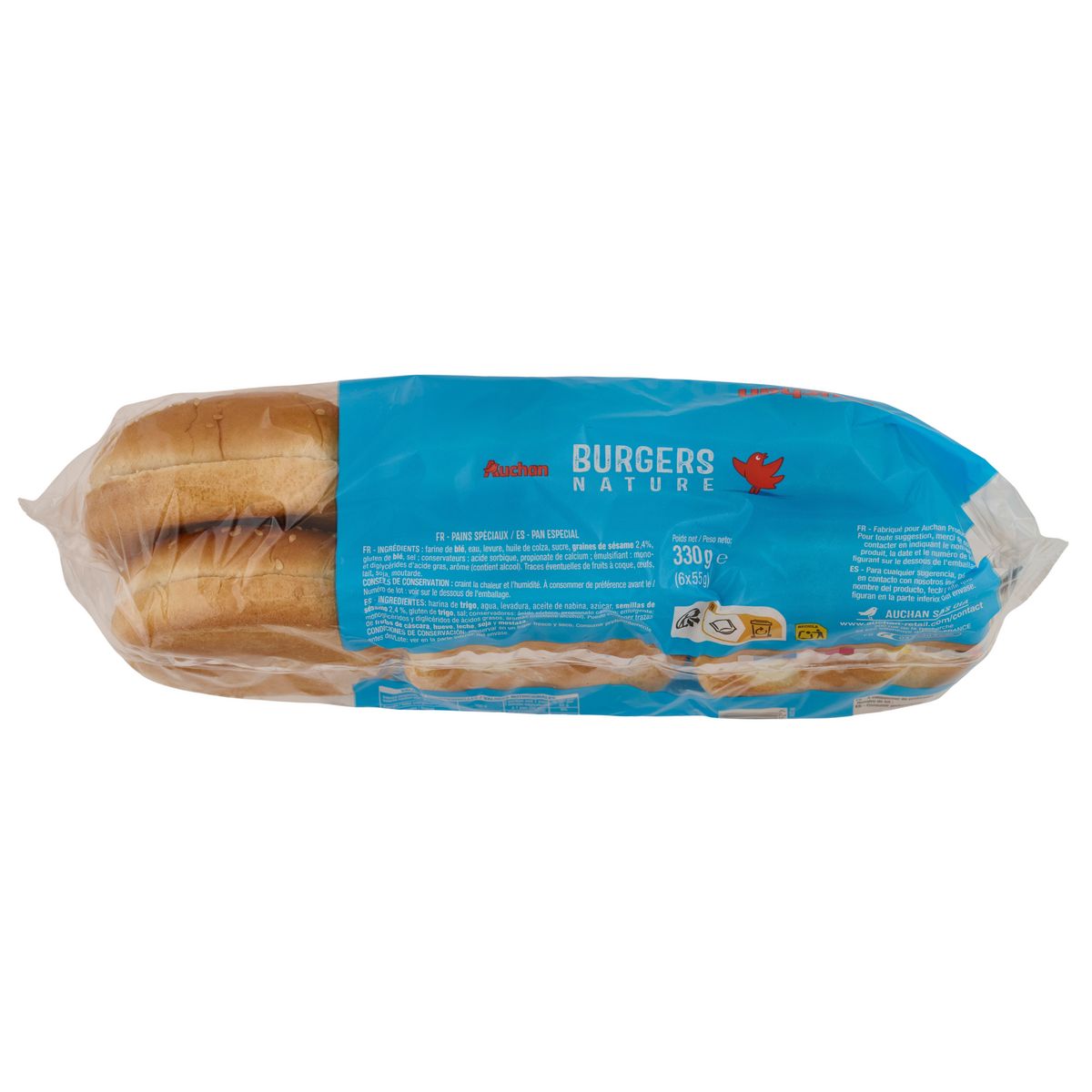 AUCHAN Pain burger classique 6 pièces 330g