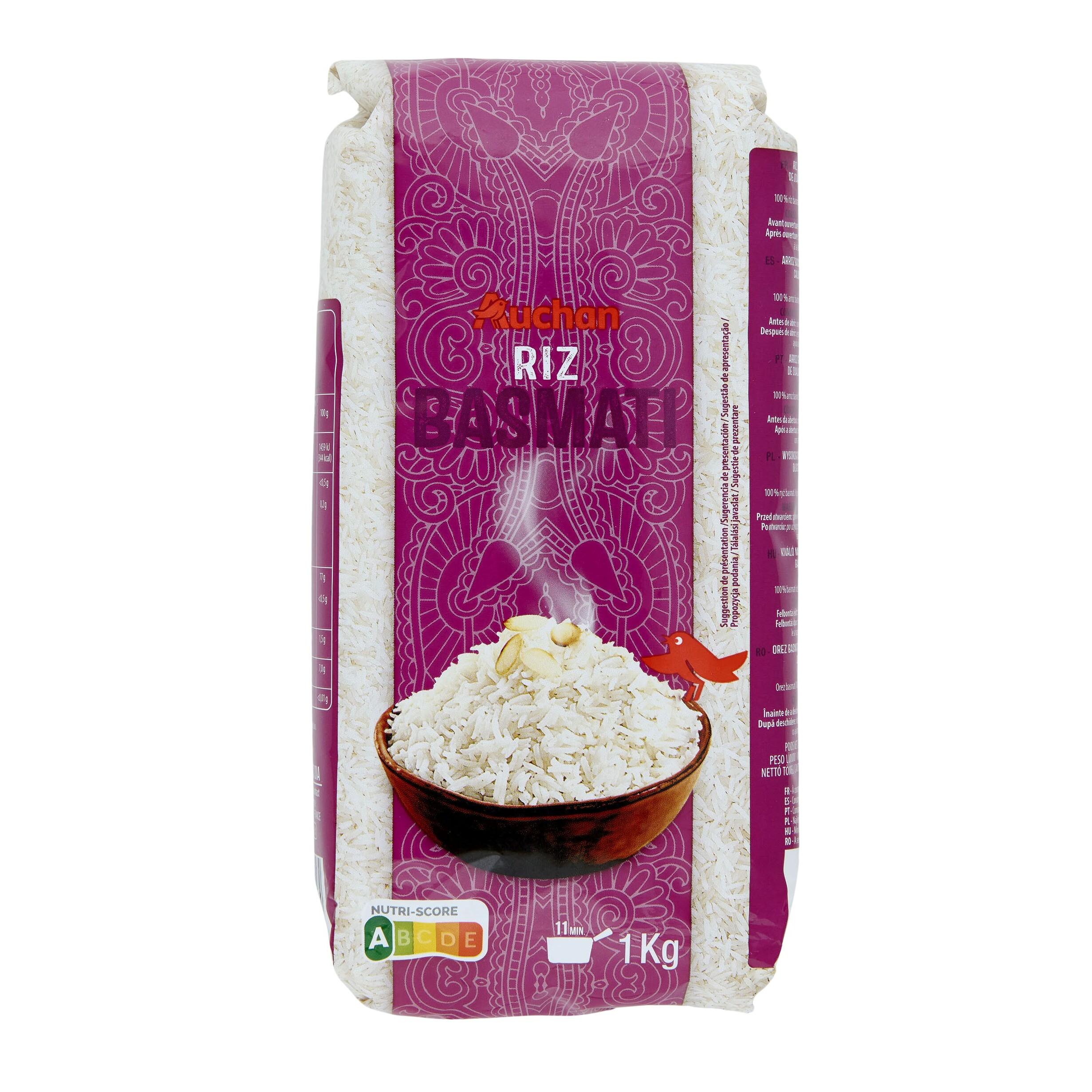 Voir la diapositive 2 : AUCHAN Riz basmati prêt en 11 min 1kg