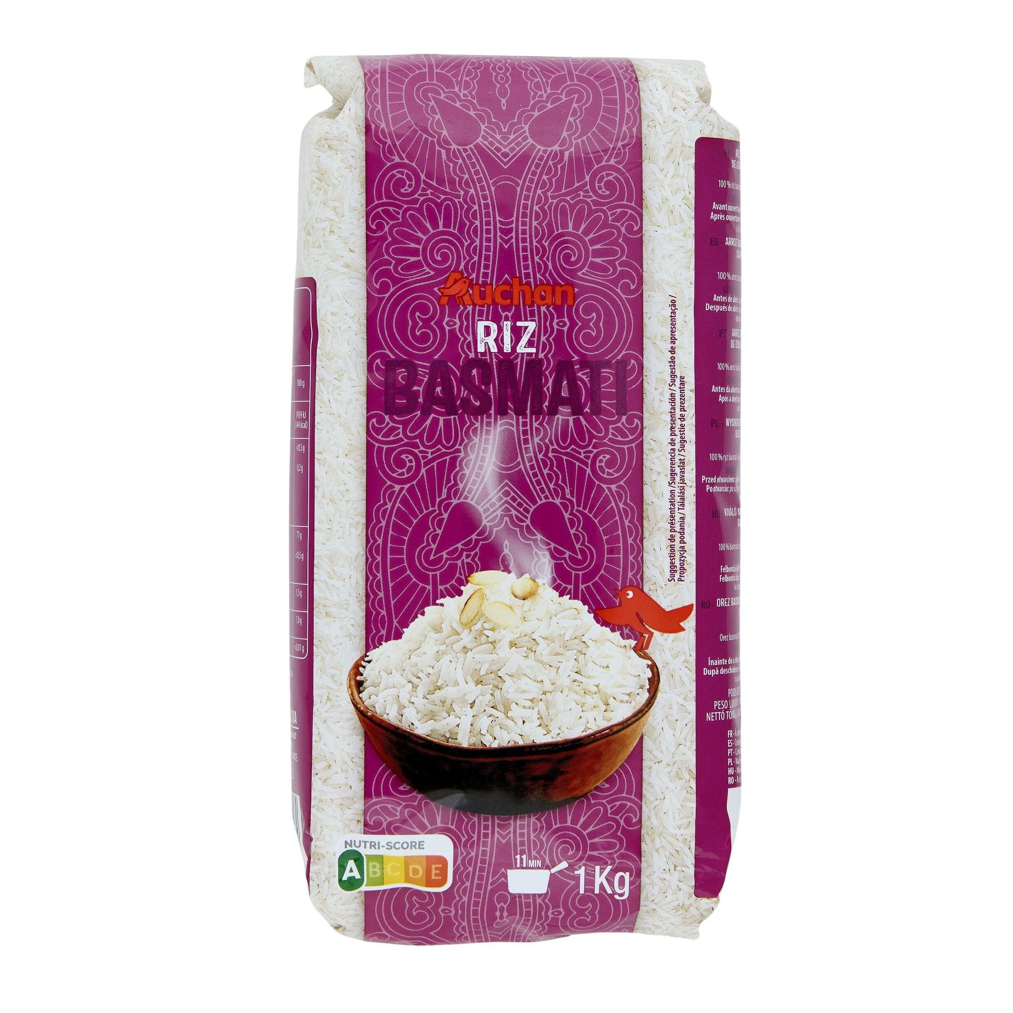 Voir la diapositive 3 : AUCHAN Riz basmati prêt en 11 min 1kg