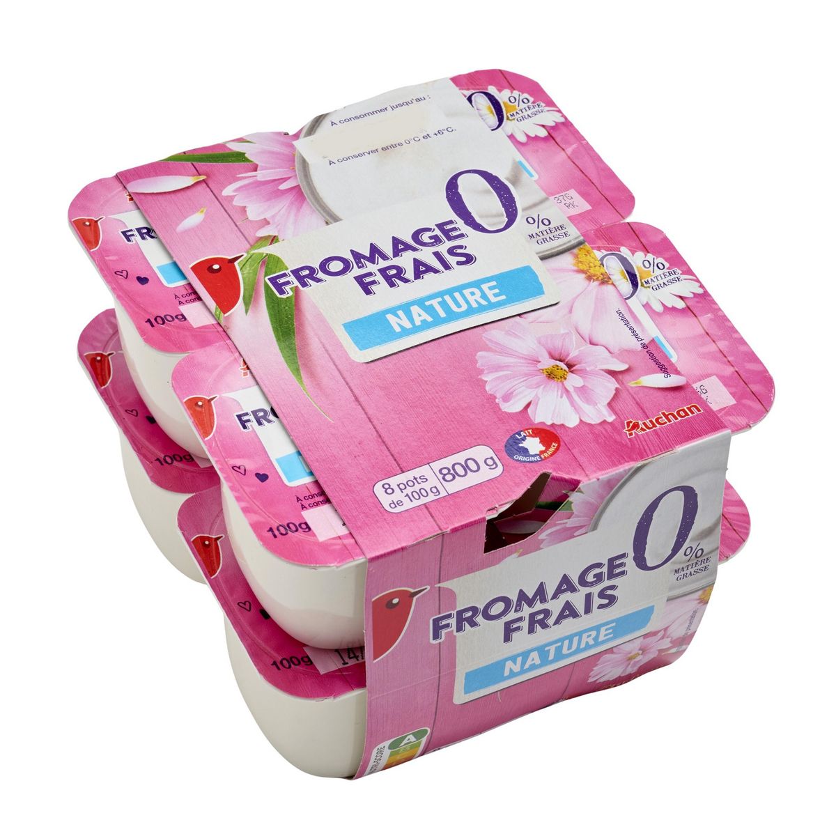 AUCHAN Fromage frais 0% MG 8x100g