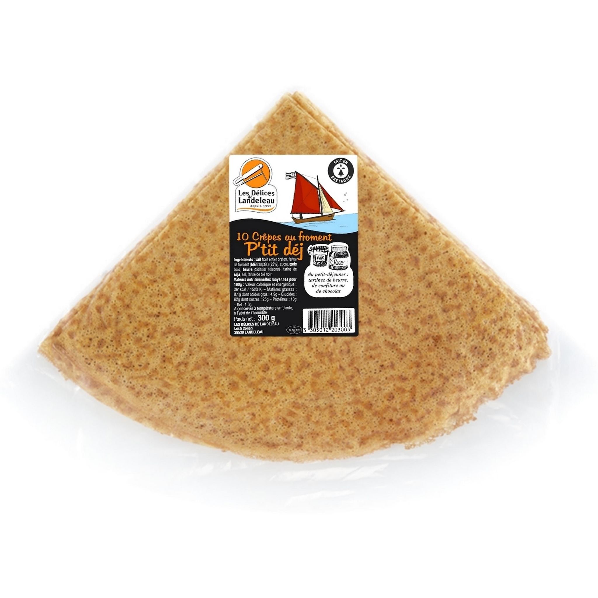 LES DELICES DE LANDEREAU Crêpes au froment p'tit déj 10 pièces 300g