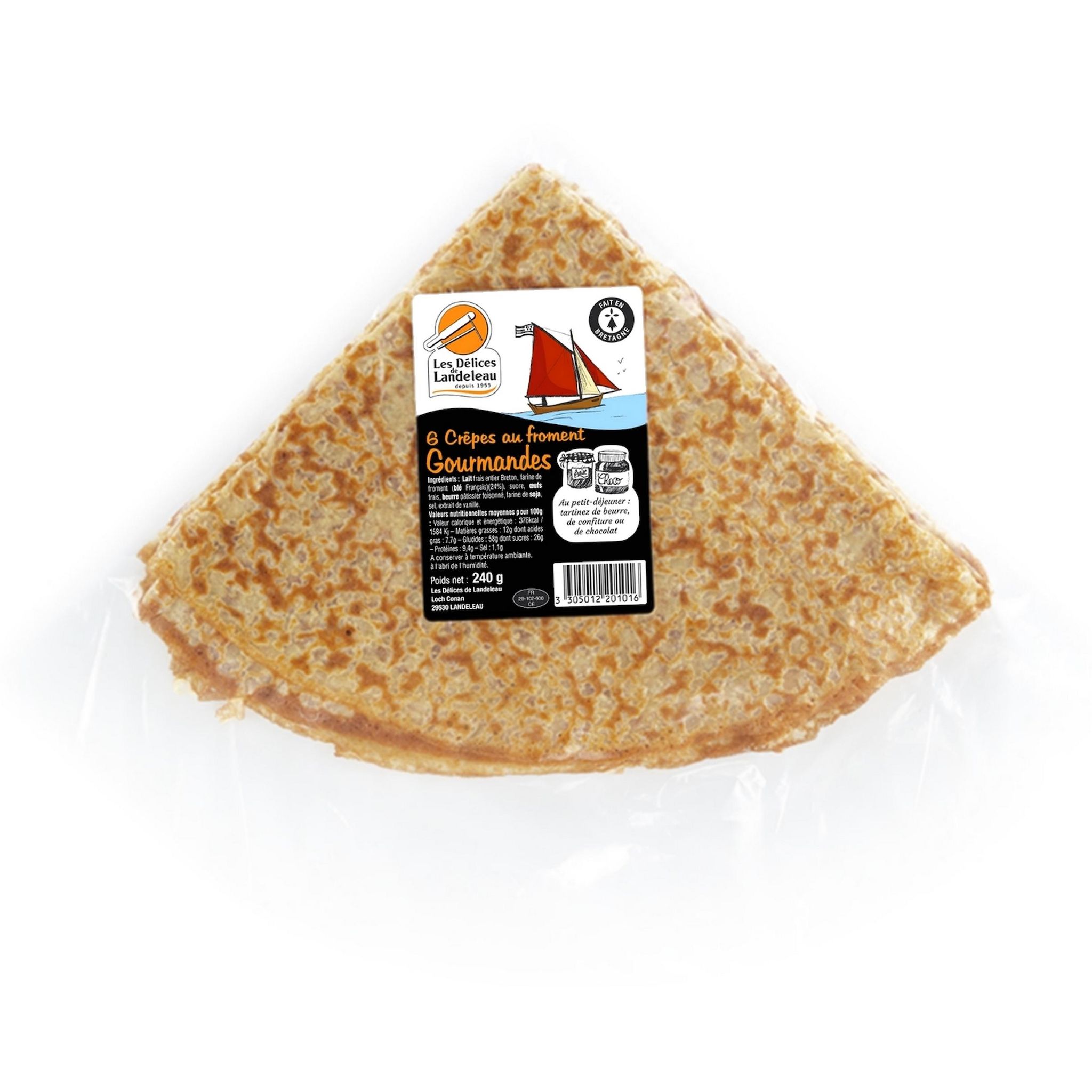 LES DELICES DE LANDEREAU Crêpes au froment gourmandes 6 pièces 240g