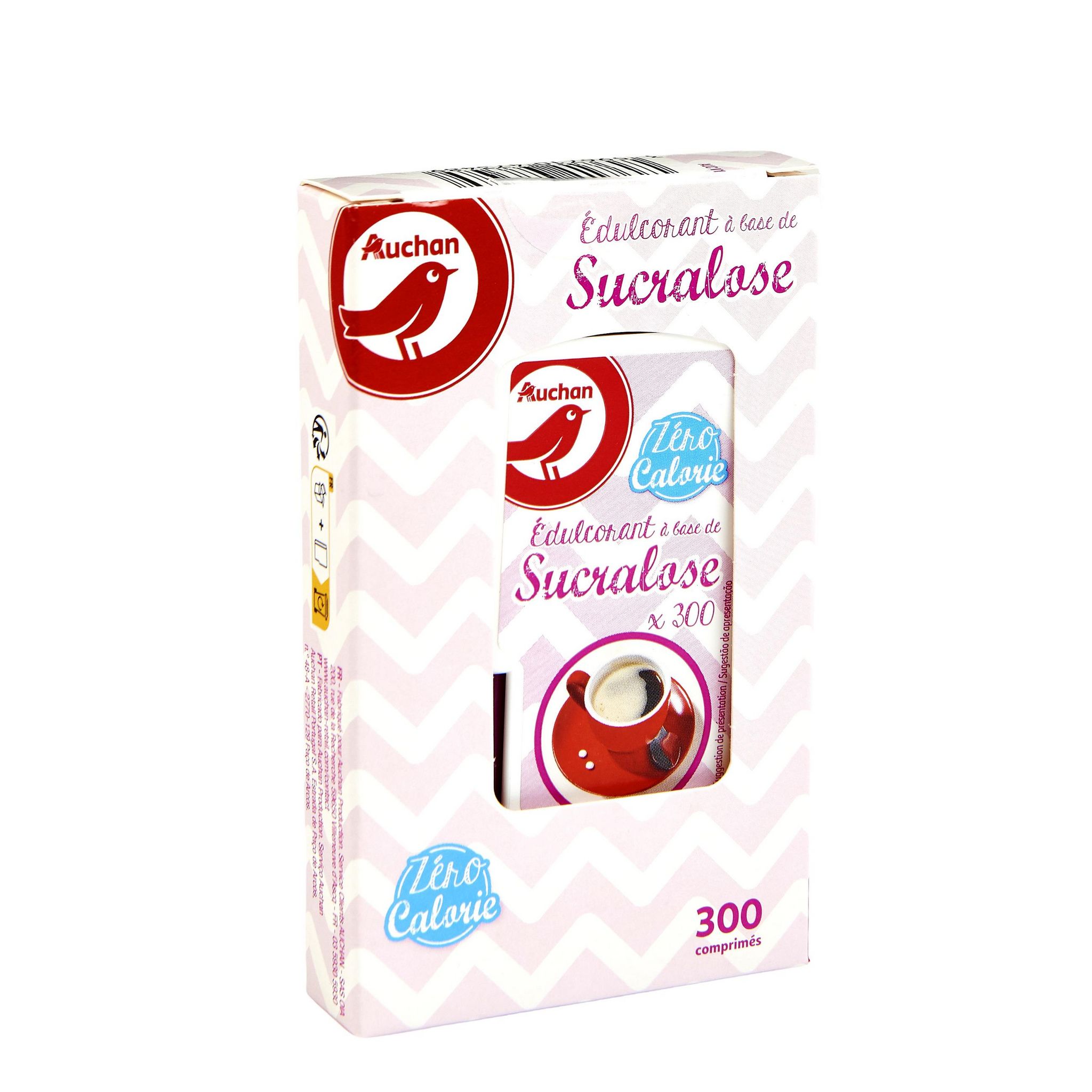 Voir la diapositive 2 : AUCHAN Edulcorant à base de sucralose 300 comprimés 16,5g