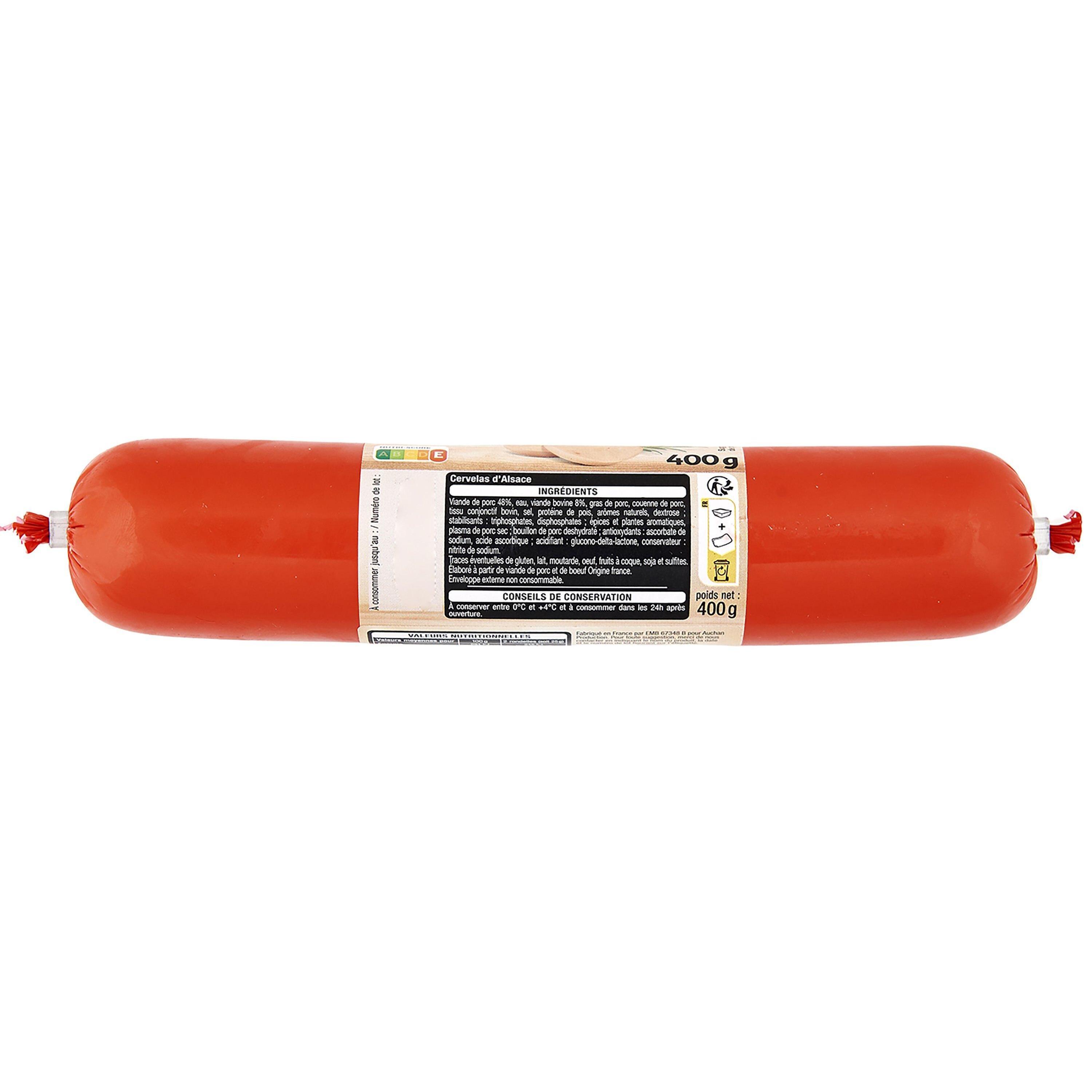 Voir la diapositive 2 : AUCHAN Cervelas 400g