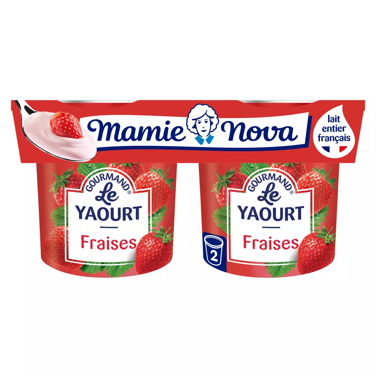 MAMIE NOVA Yaourt gourmand à la fraise avec morceaux 2x150g