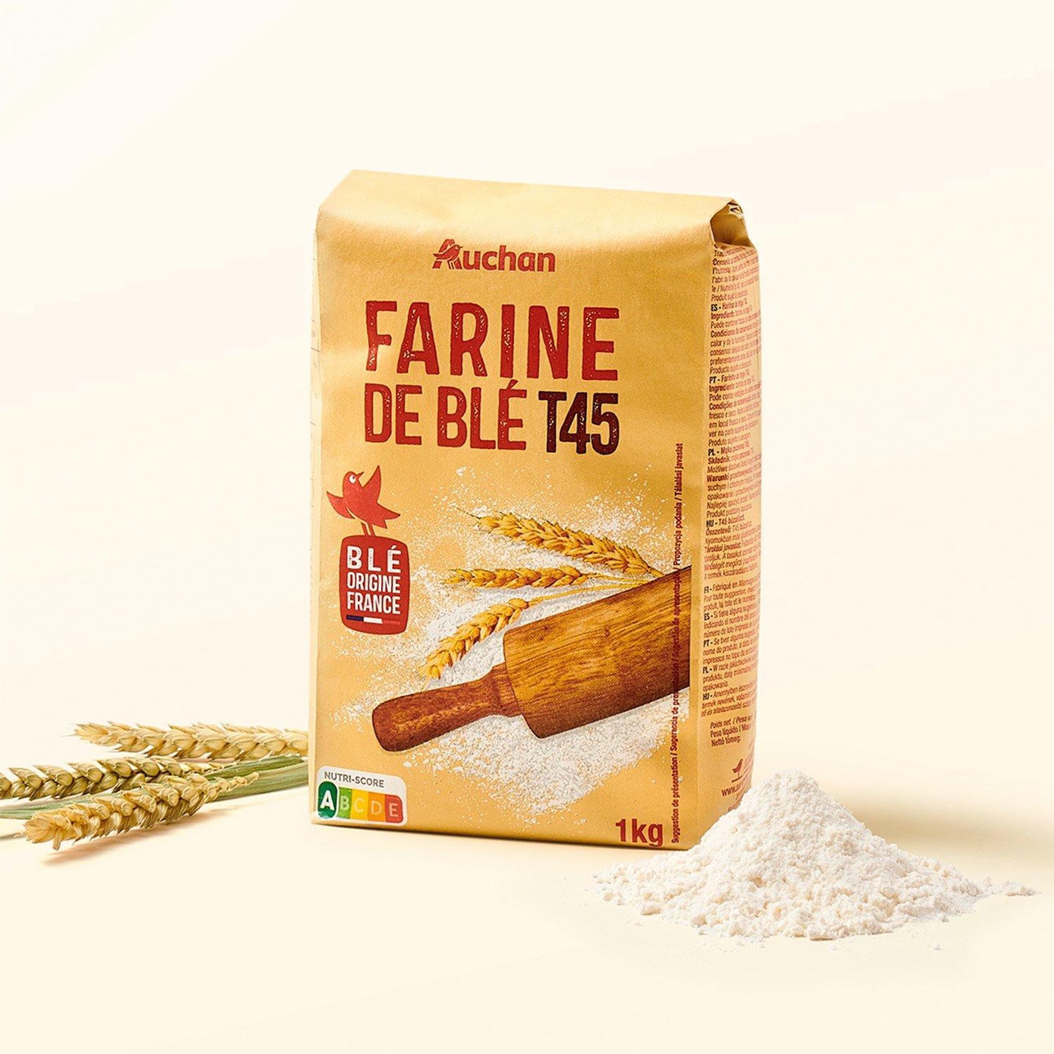 Voir la diapositive 2 : AUCHAN Farine de blé T45 1kg