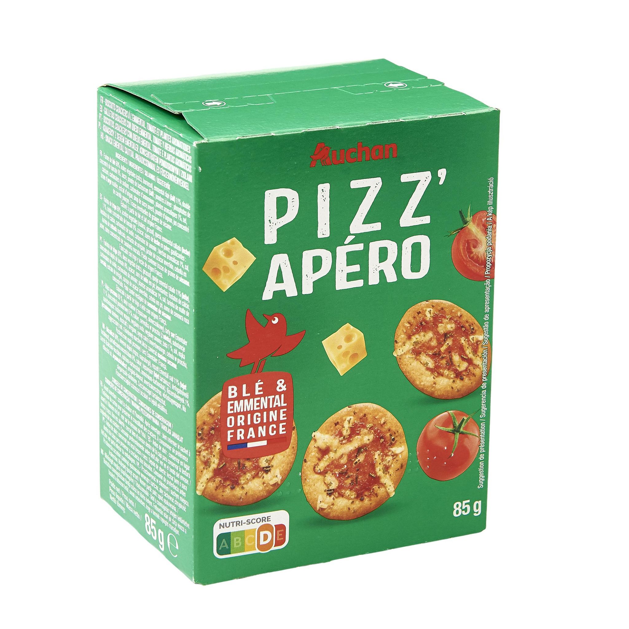 Voir la diapositive 2 : AUCHAN Crackers Pizz'apéro 85g
