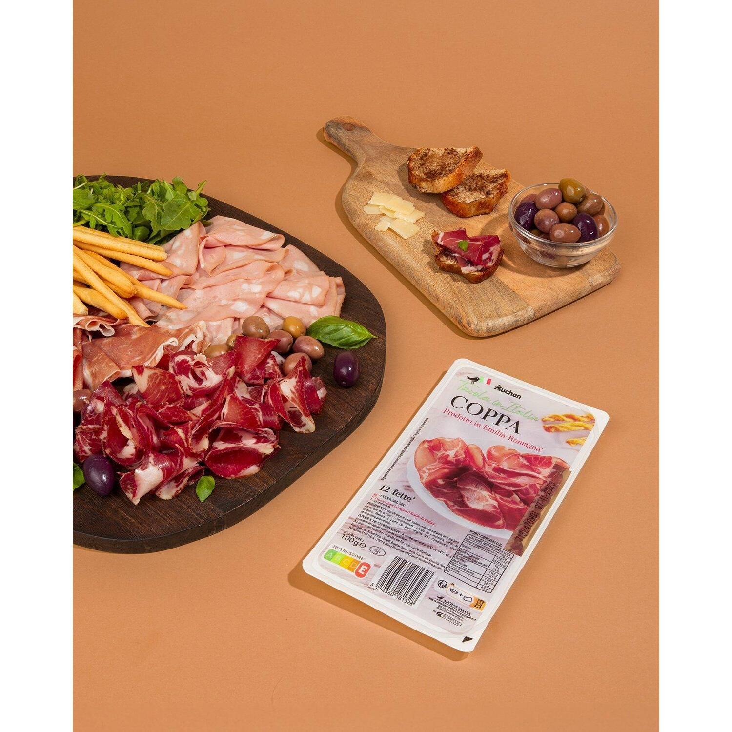 Voir la diapositive 3 : AUCHAN TAVOLA IN ITALIA Coppa italienne 12 tranches 100g