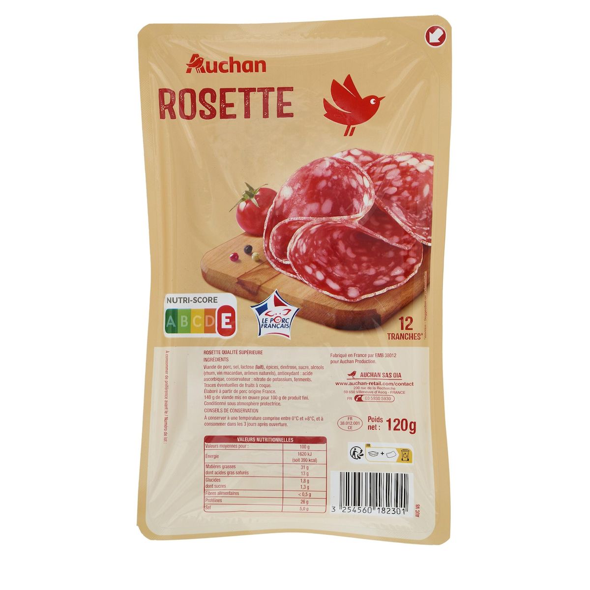 AUCHAN Rosette 12 tranches 120g