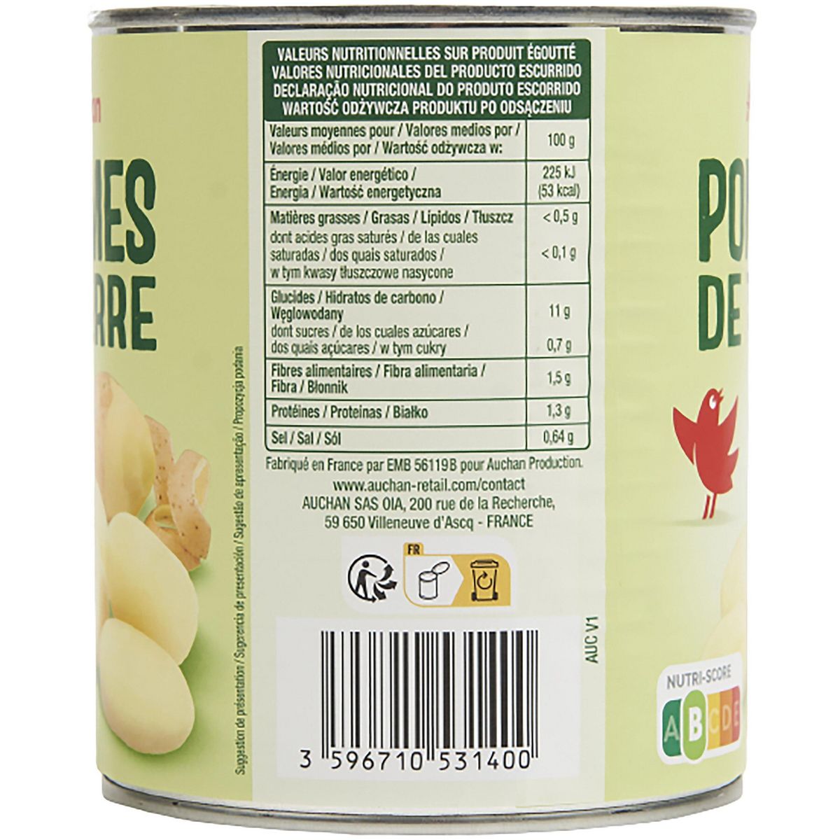AUCHAN Pommes de terre 530g