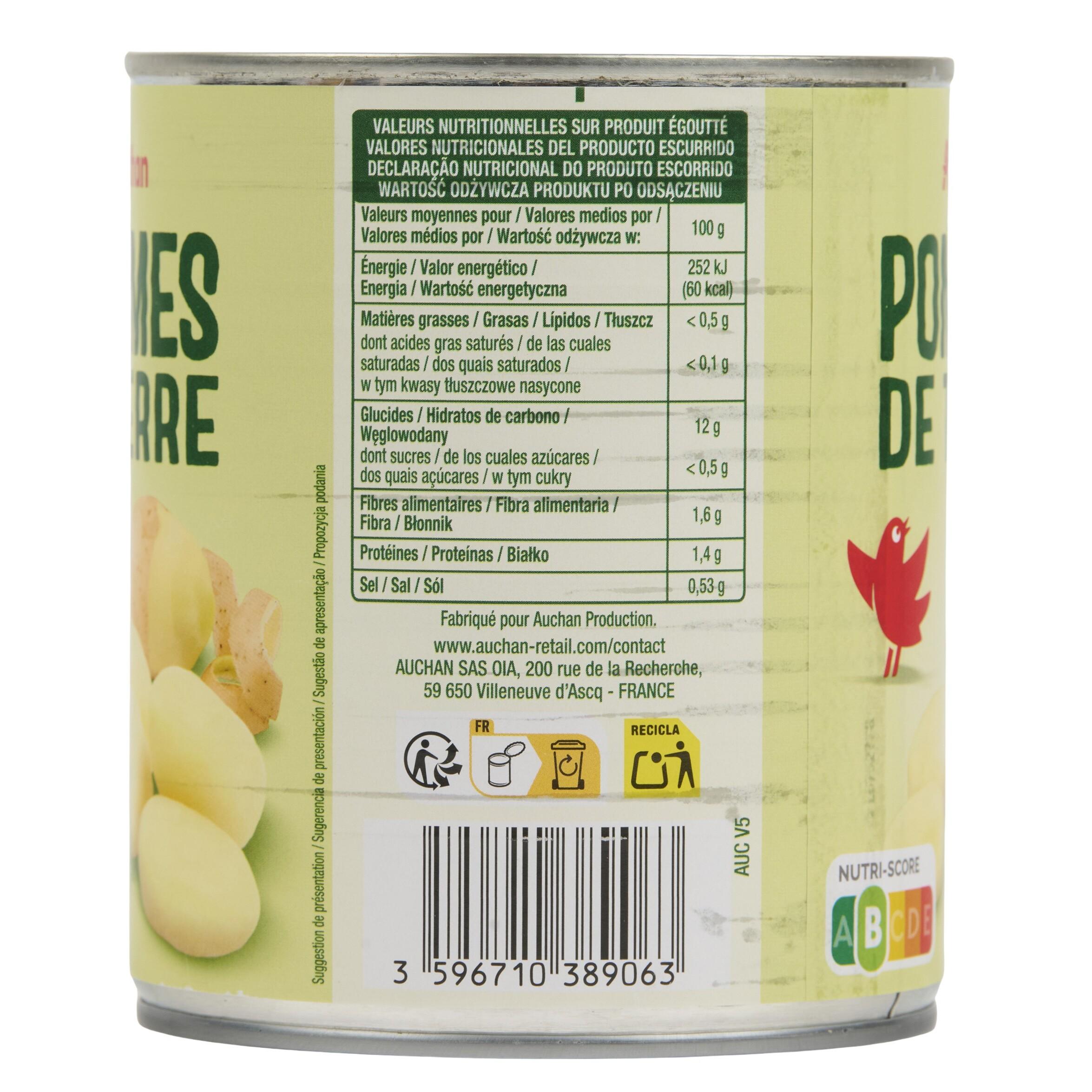 Voir la diapositive 3 : AUCHAN Pommes de terre 530g