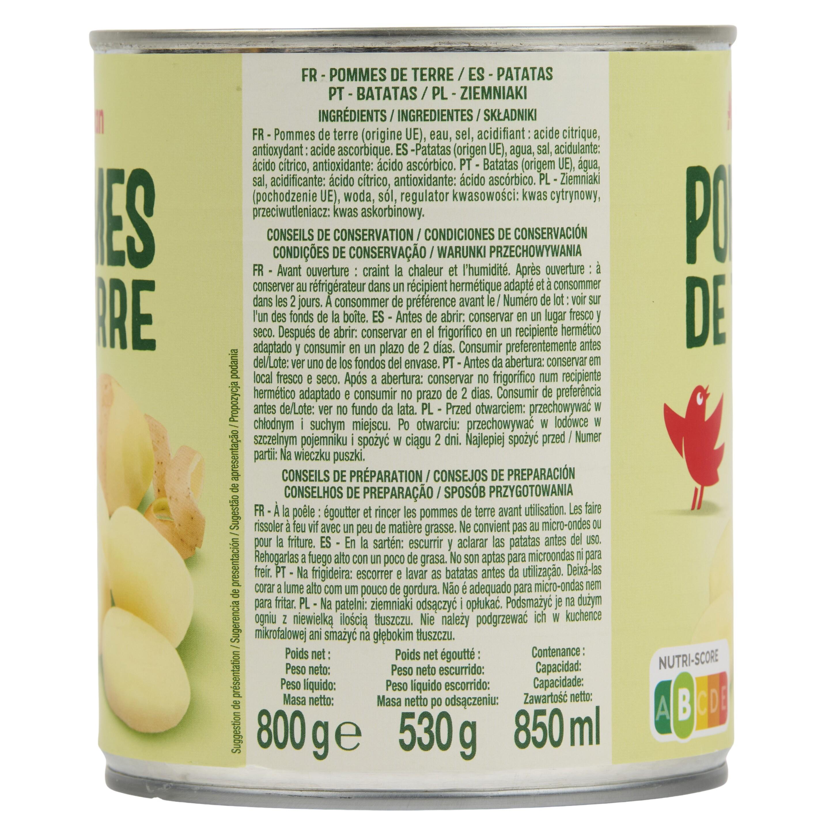 Voir la diapositive 4 : AUCHAN Pommes de terre 530g