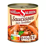WILLIAM SAURIN Saucisses aux lentilles sans colorant sans arôme artificiel 2 personnes 840g