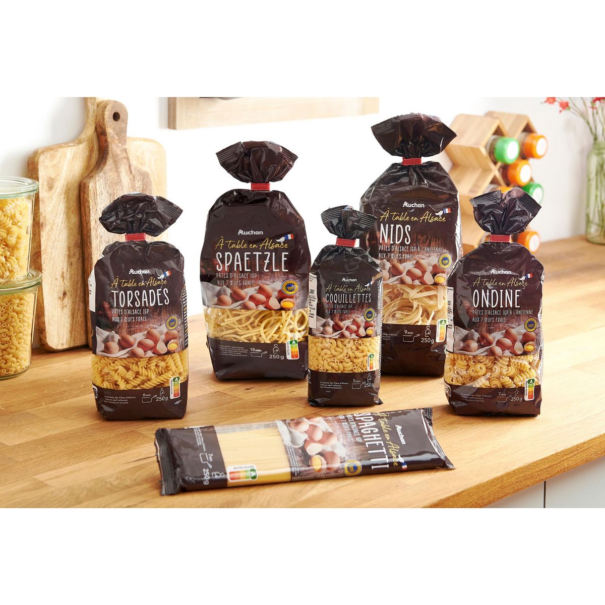 AUCHAN TERROIR Pâtes d'Alsace spaetzle aux œufs frais blé français 4 personnes 250g