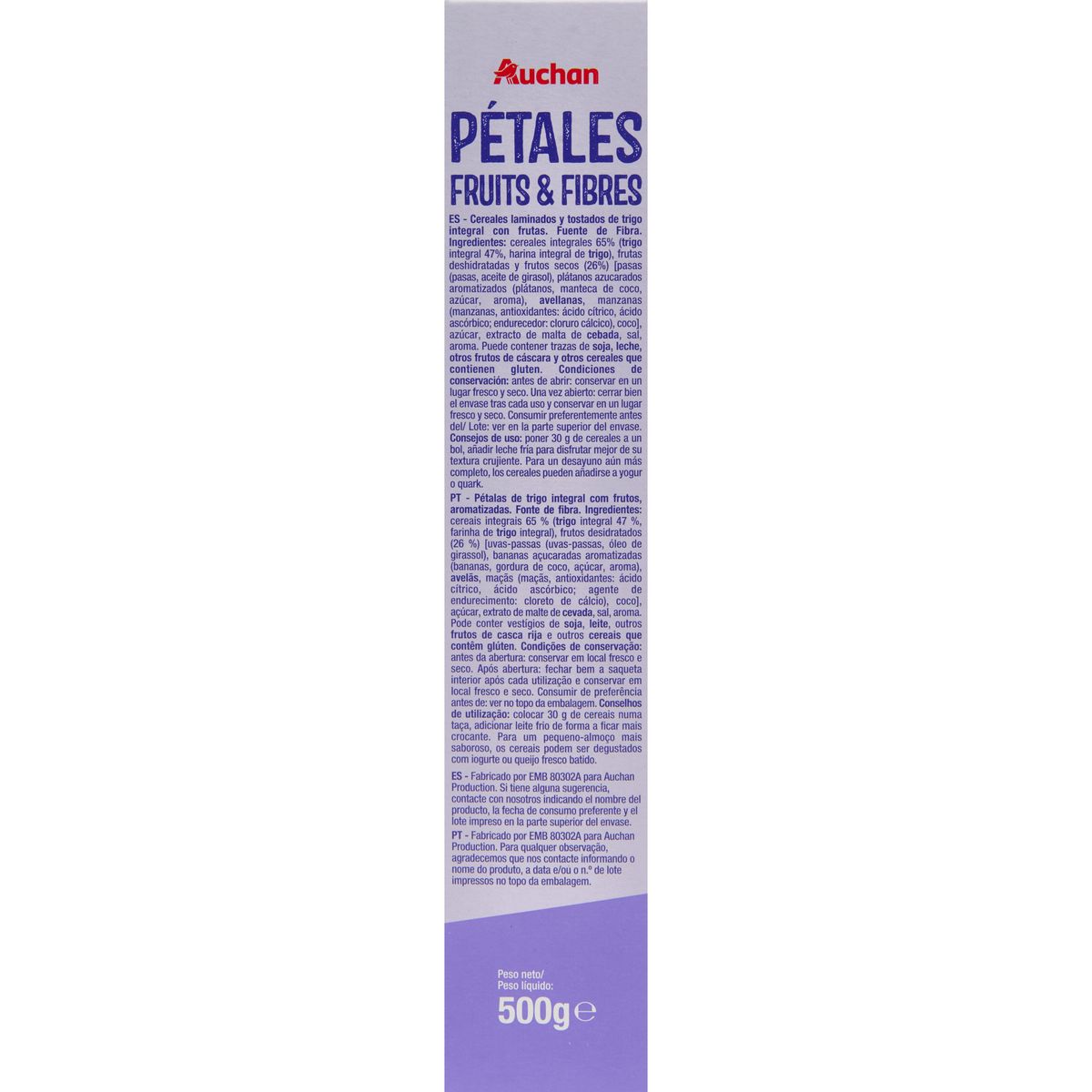 AUCHAN Fruits & fibres céréales aux fruits 500g