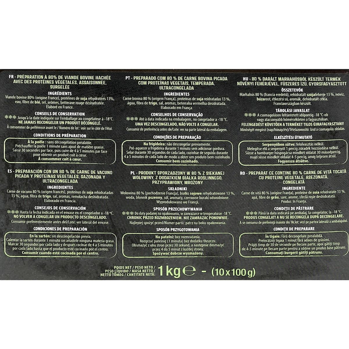 AUCHAN Hachés super moelleux 15% mg 10 pièces 1kg