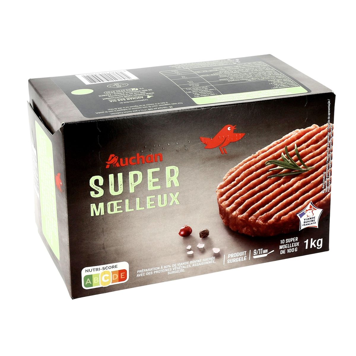 AUCHAN Hachés super moelleux 15% mg 10 pièces 1kg