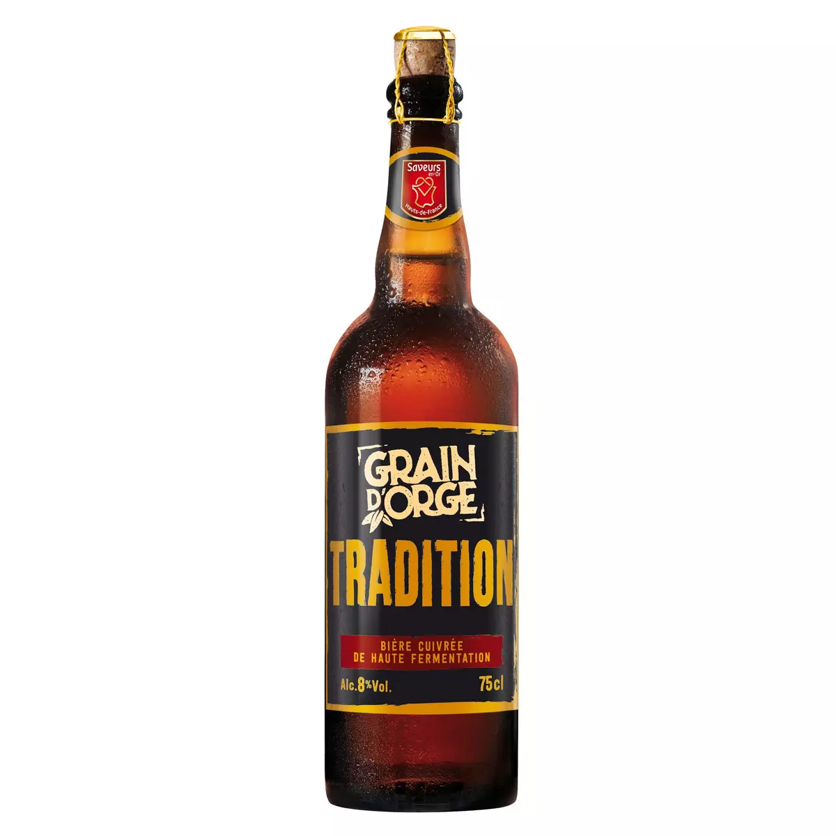 GRAIN D'ORGE Bière blonde cuivrée haute fermentation 8% 75cl