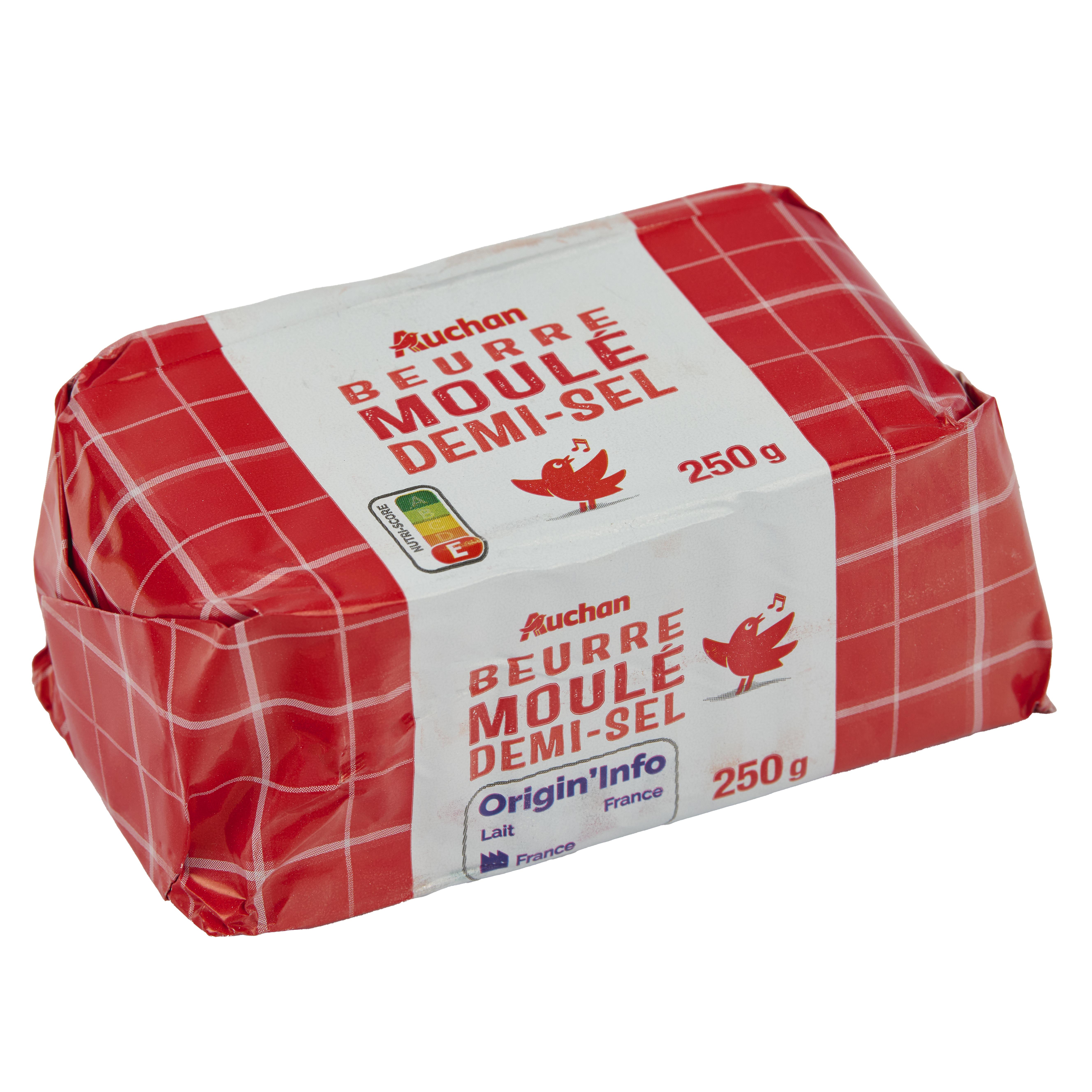 Voir la diapositive 3 : AUCHAN Beurre moulé demi-sel 81%MG 250g