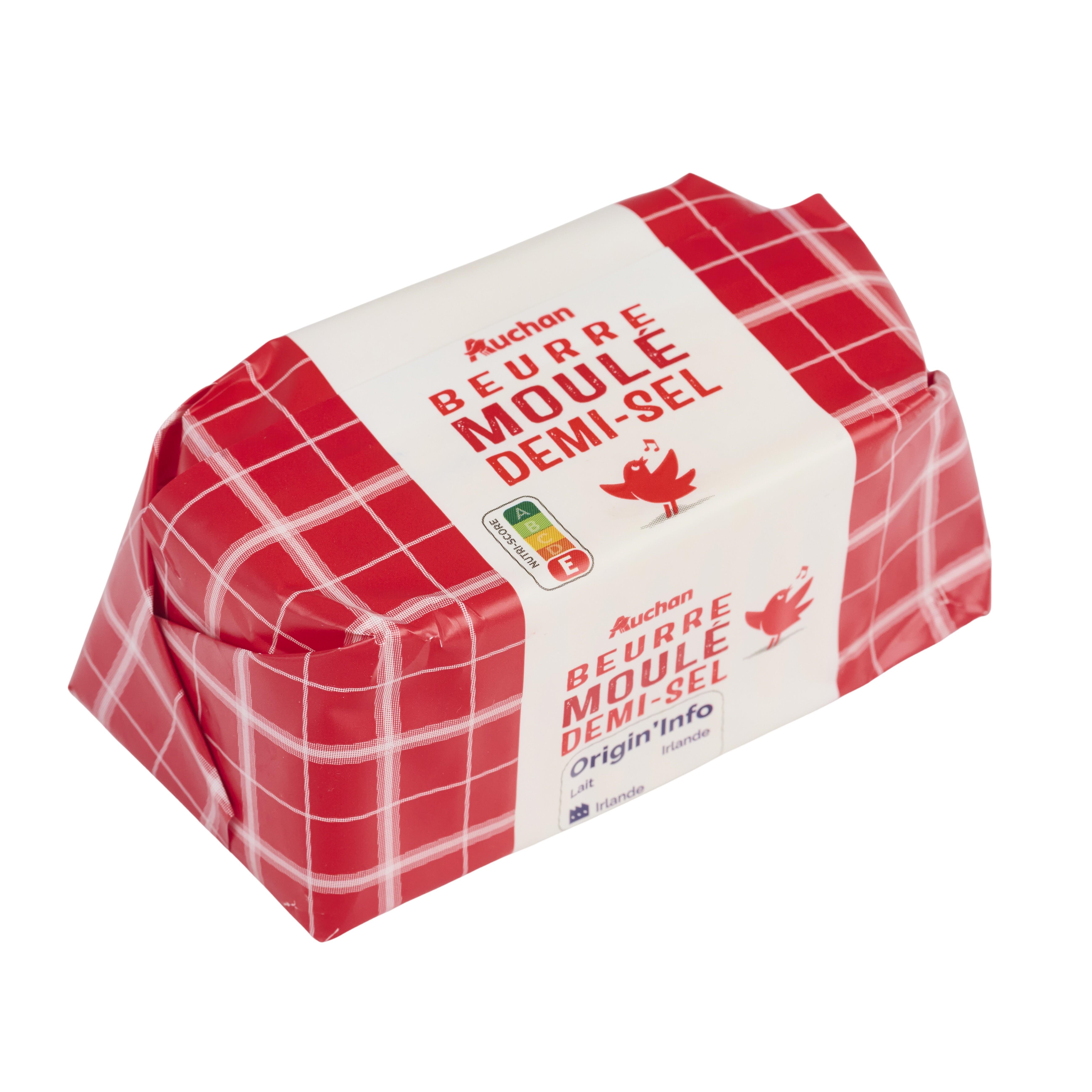 Voir la diapositive 4 : AUCHAN Beurre moulé demi-sel 81%MG 250g