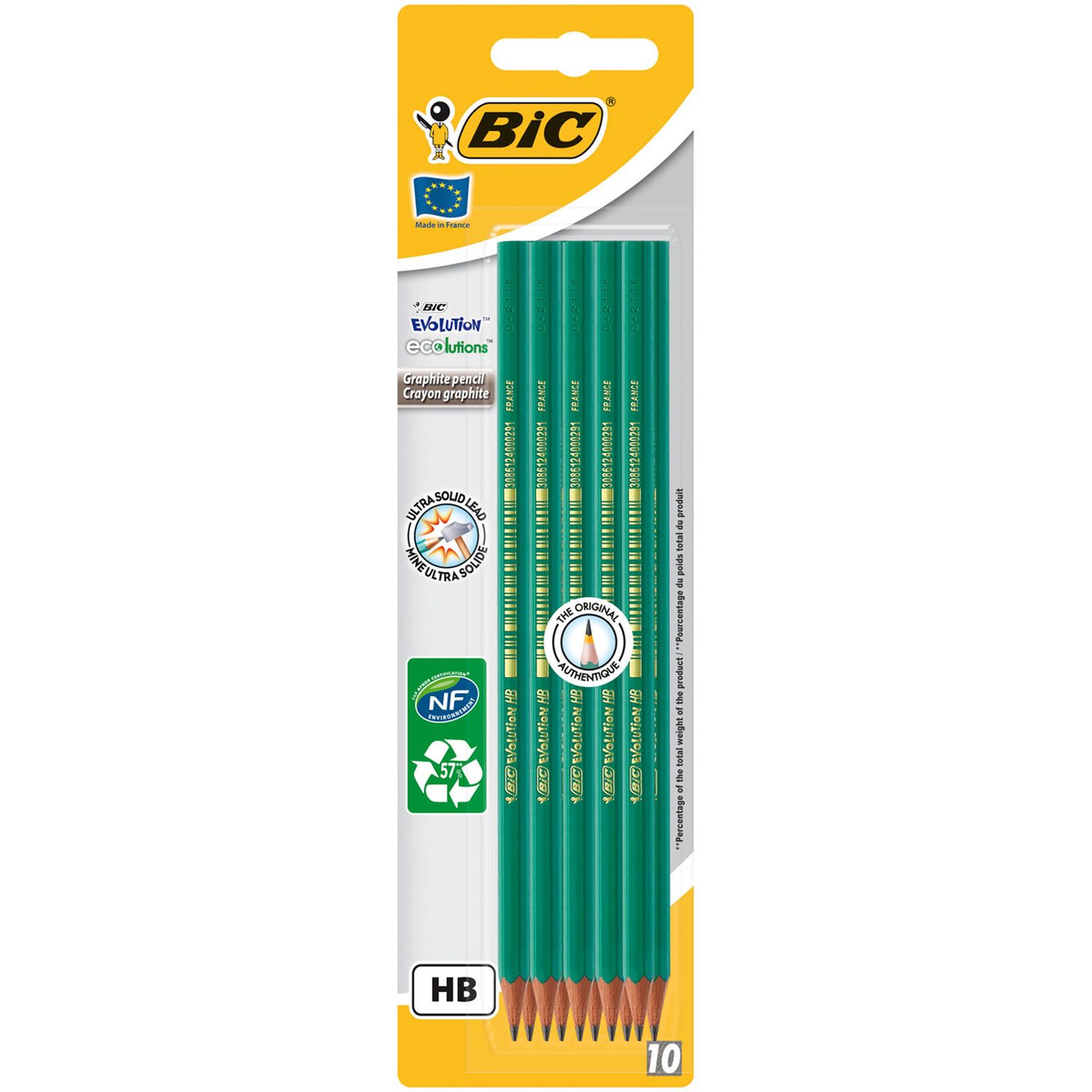 Voir la diapositive 2 : BIC Lot de 10 crayons graphite HB EVOLUTION