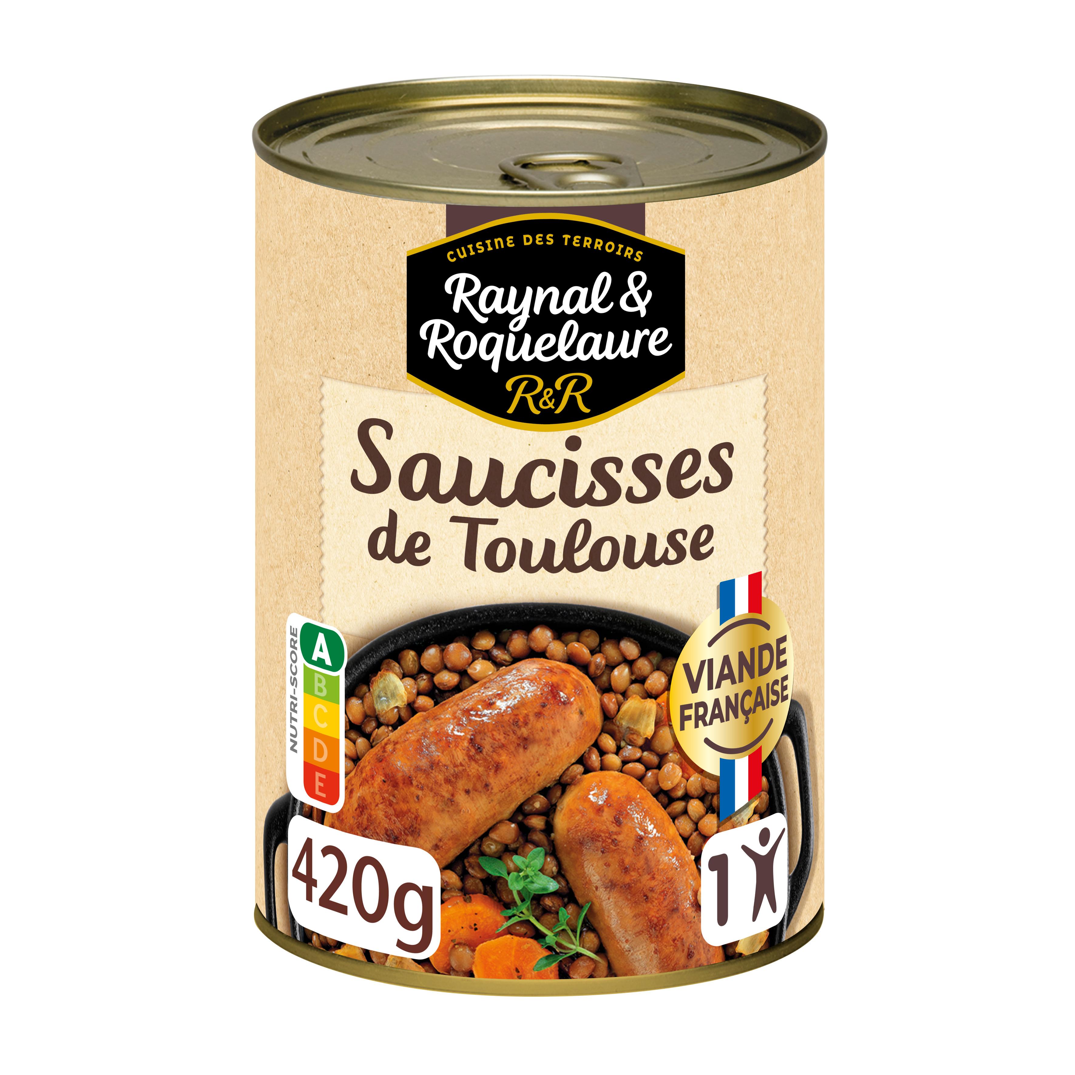 RAYNAL ET ROQUELAURE Saucisses de Toulouse aux lentilles 1 portion 420g