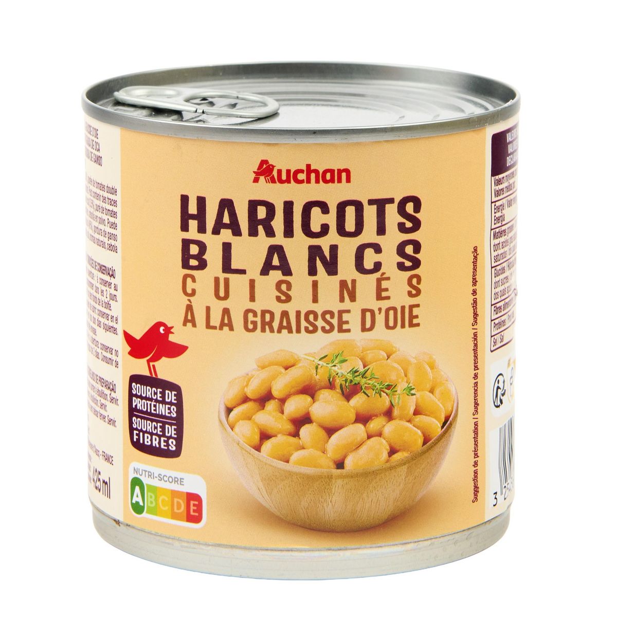 AUCHAN Haricots blancs cuisinés à la graisse d'oie 400g