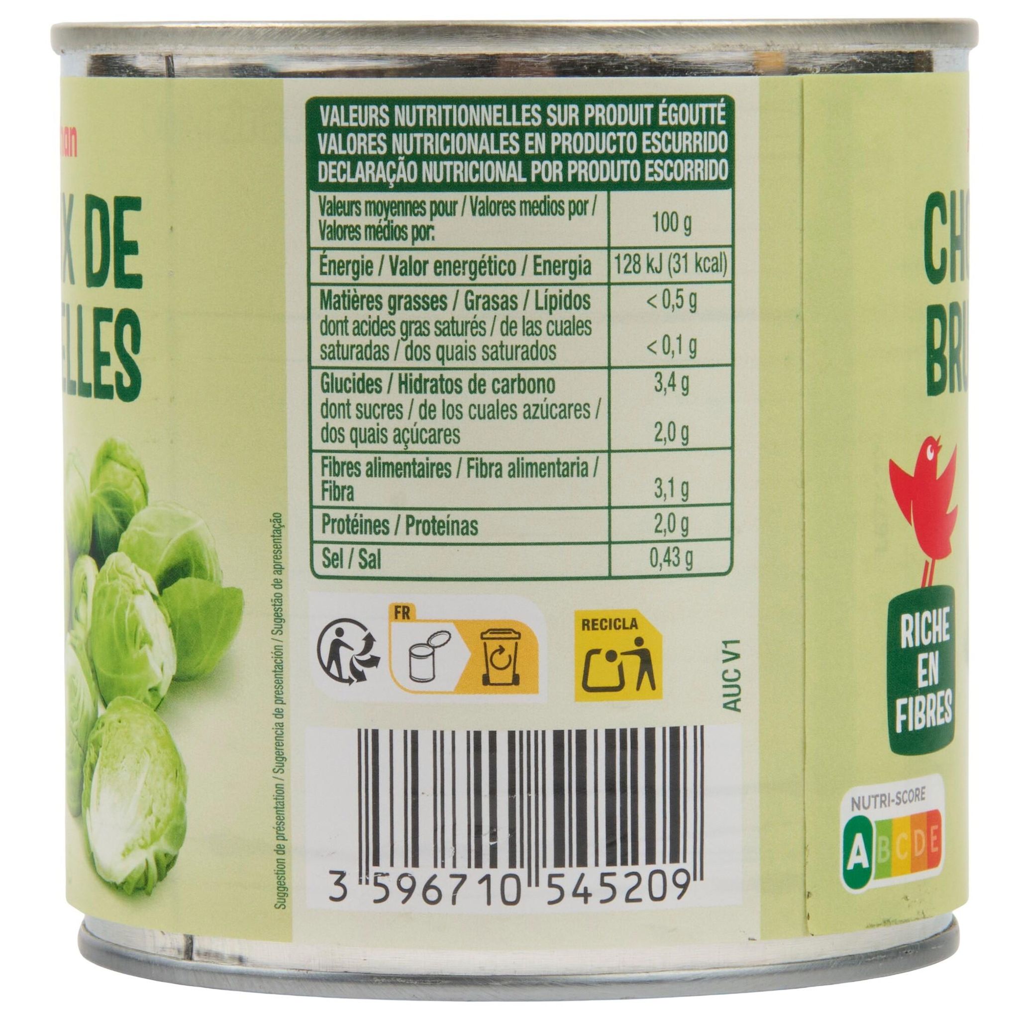 Voir la diapositive 3 : AUCHAN Choux de Bruxelles 265g