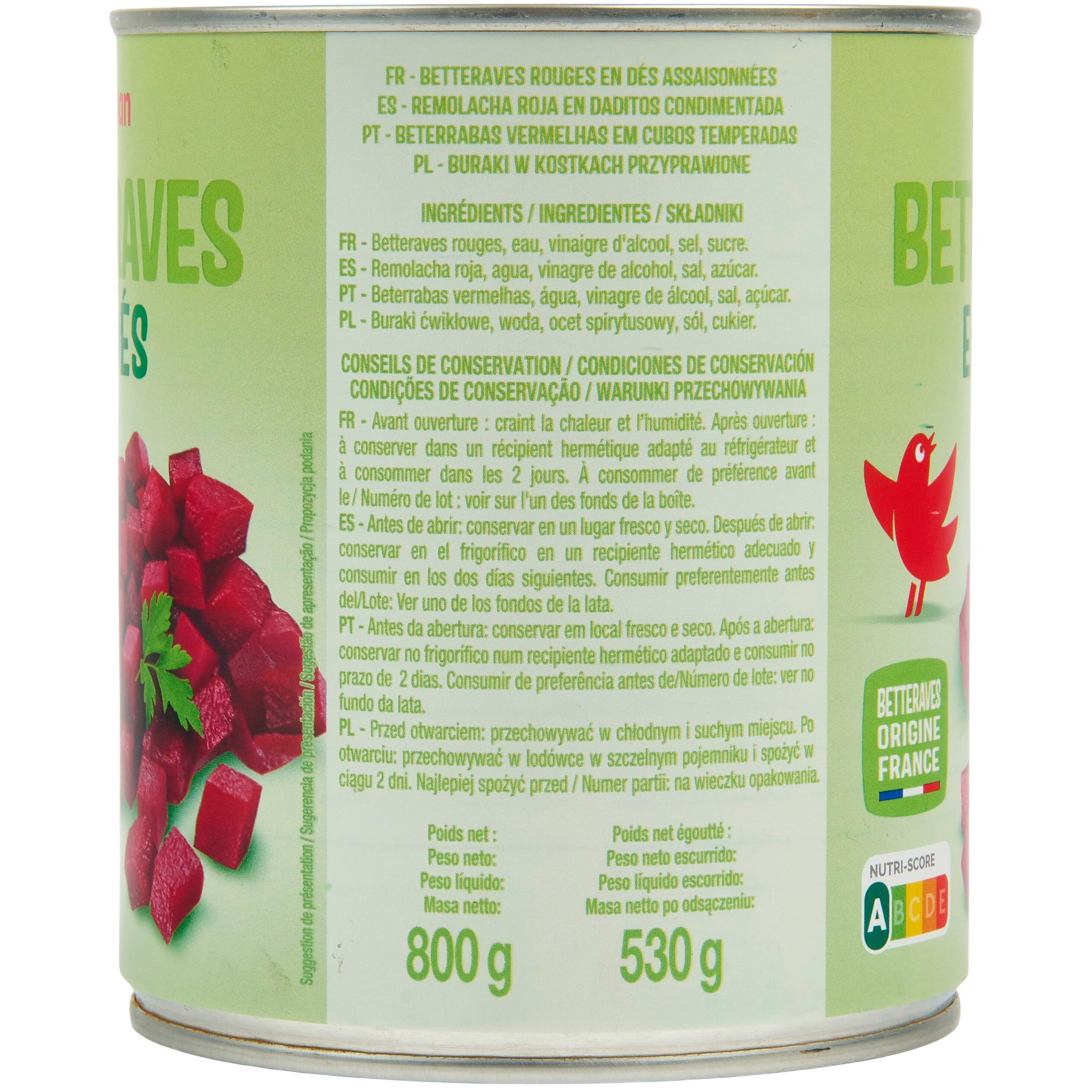 Voir la diapositive 4 : AUCHAN Betteraves en dés 530g