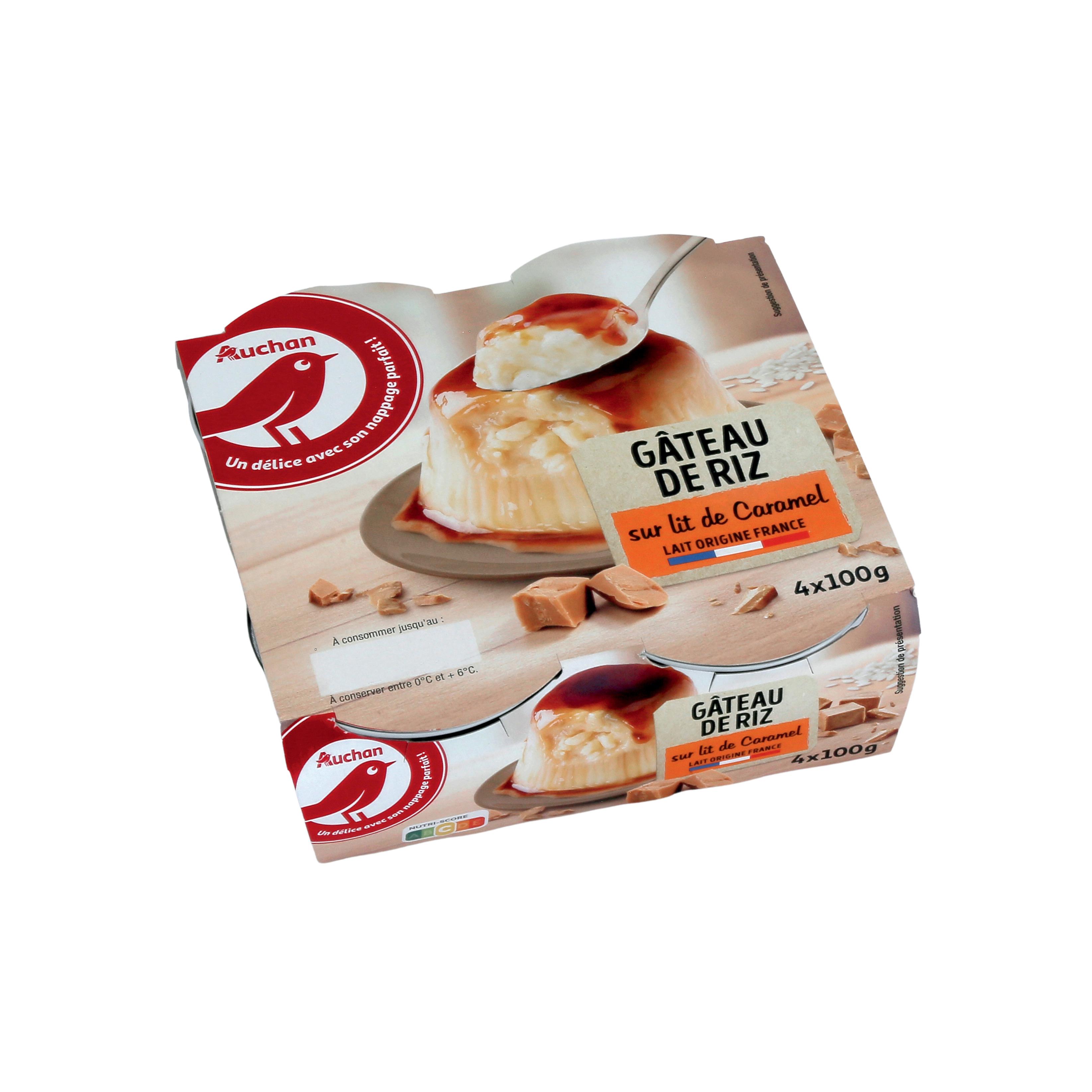 Voir la diapositive 2 : AUCHAN Gâteau de riz sur lit de caramel 4x100g