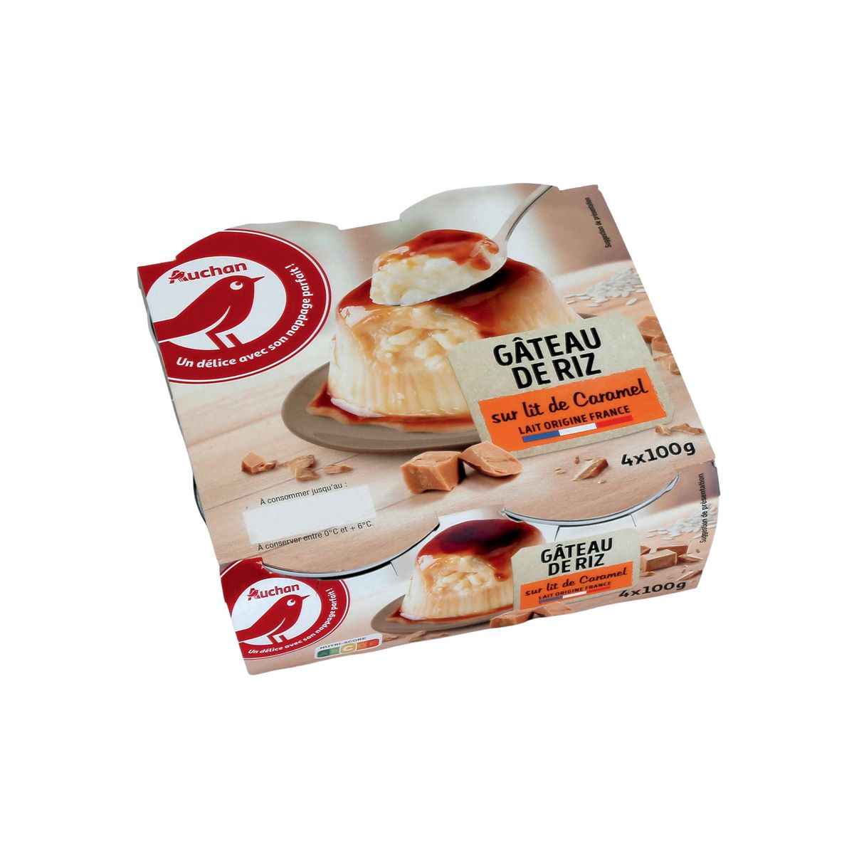 AUCHAN Gâteau de riz sur lit de caramel 4x100g