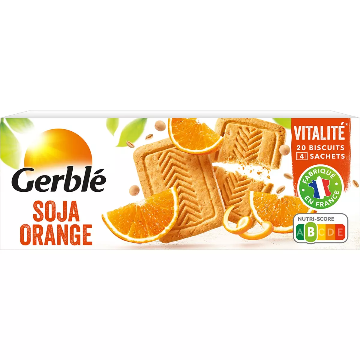 GERBLE Biscuits soja orange sachets fraîcheur 5x4 biscuits 280g