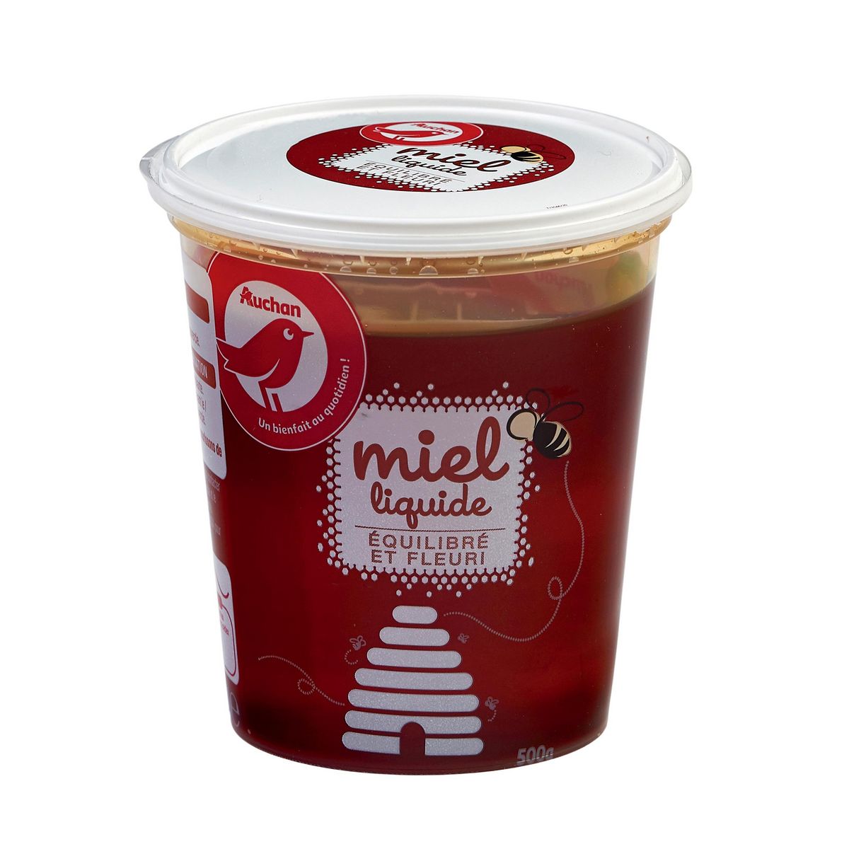 AUCHAN Miel de fleurs liquide équilibré et fleuri 500g