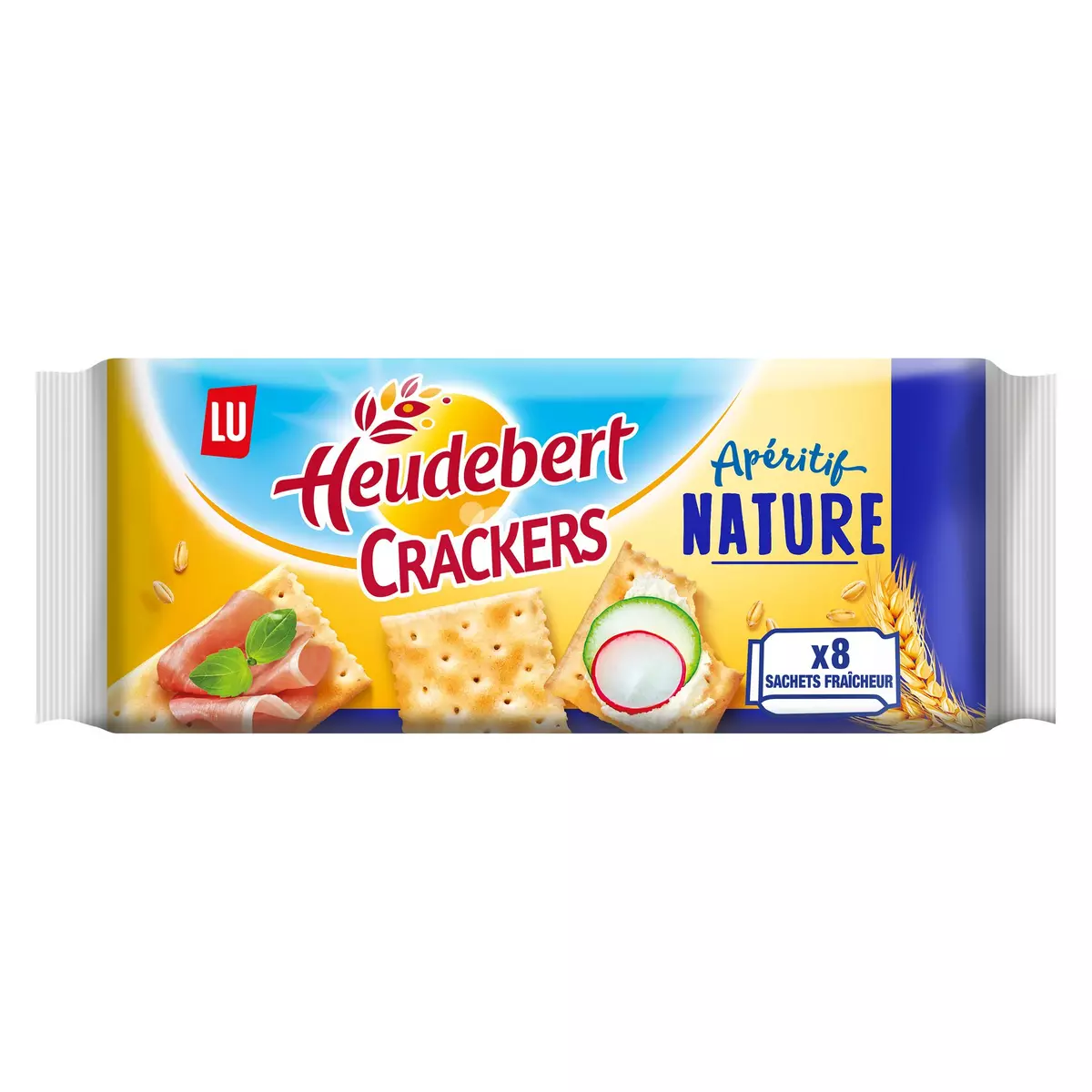 HEUDEBERT Biscuits apéritifs crackers nature 8 sachets fraîcheur 250g