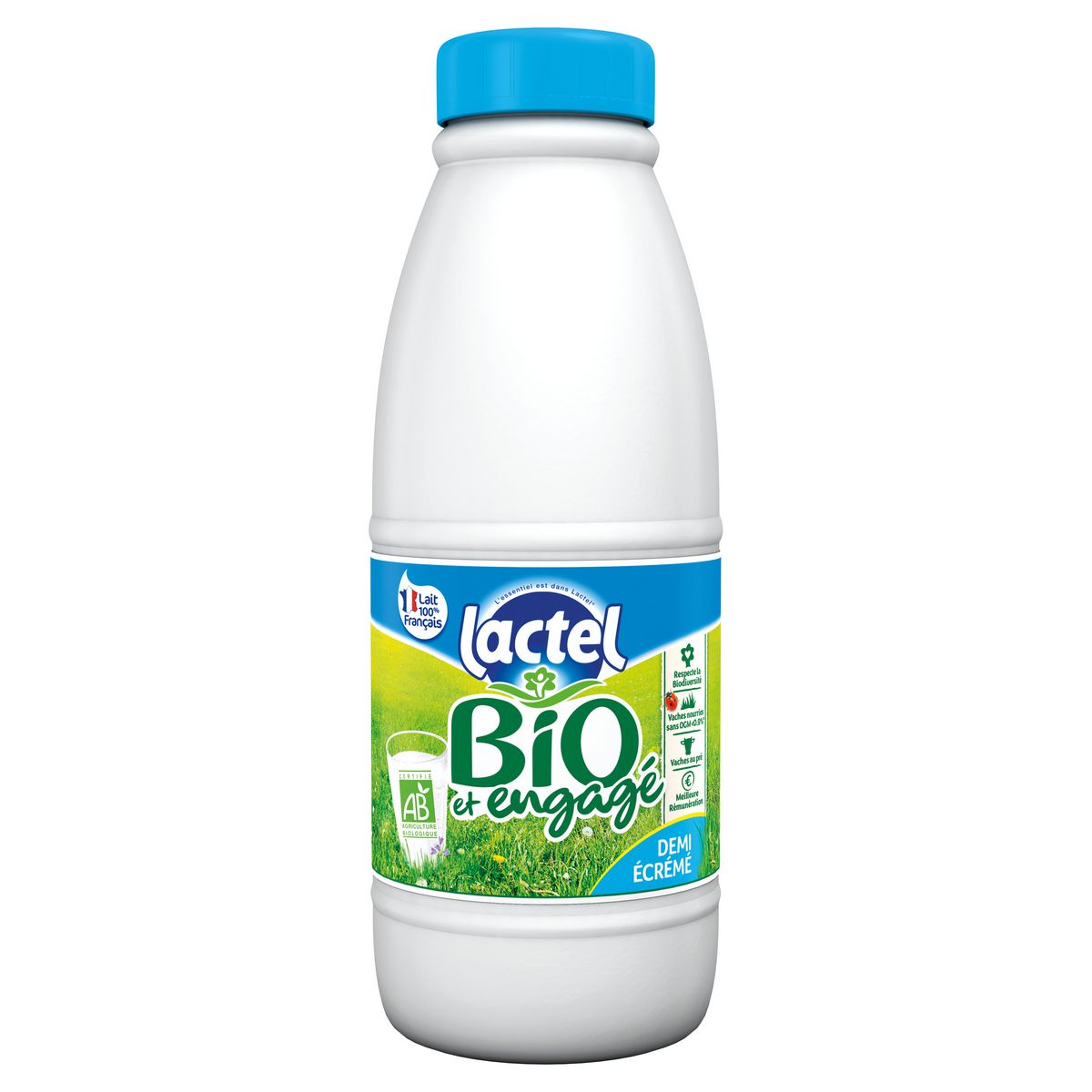LACTEL Lait demi-écrémé bio UHT 1l