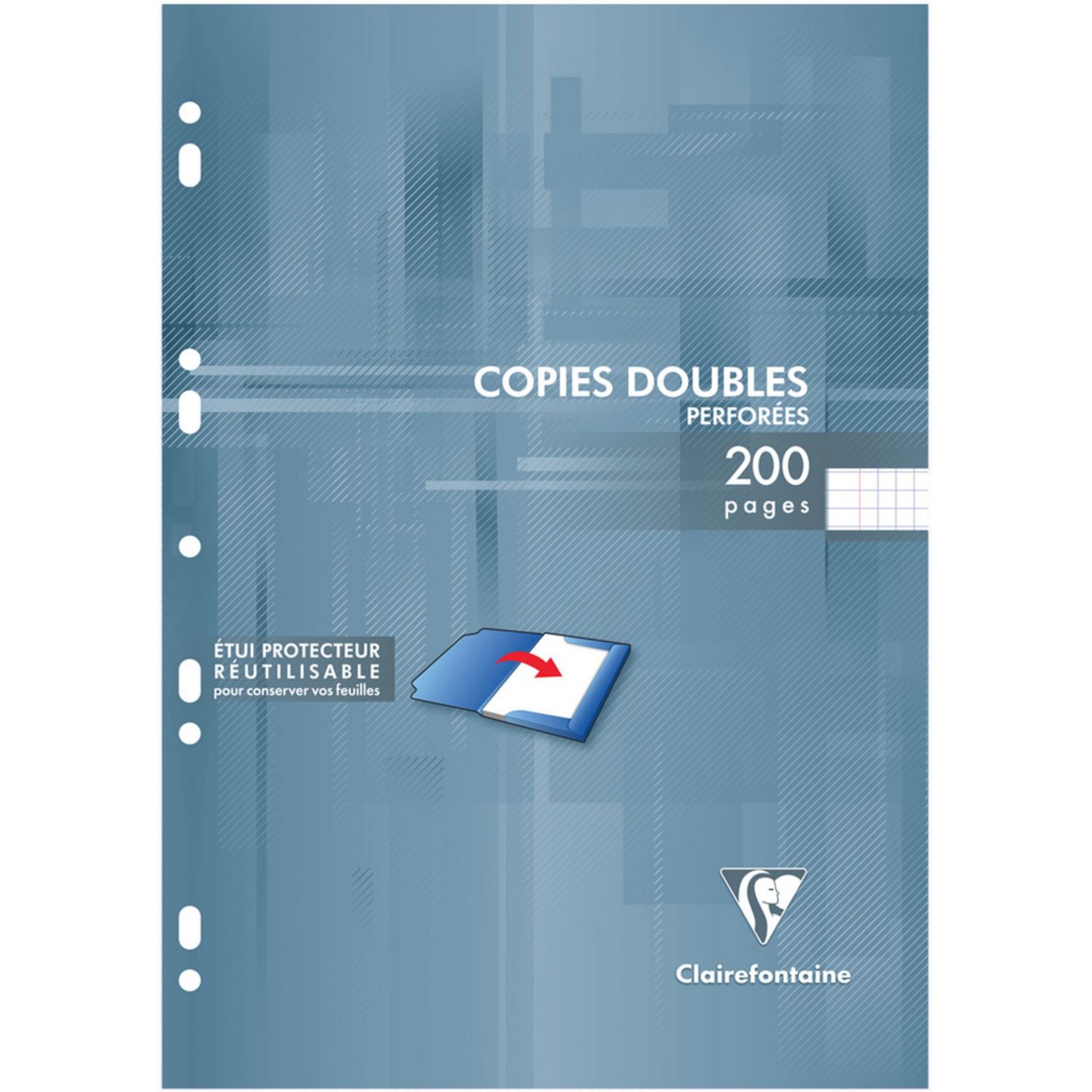 CLAIREFONTAINE Copies doubles 200 pages 21x29,7cm petits carreaux 5x5 perforées
