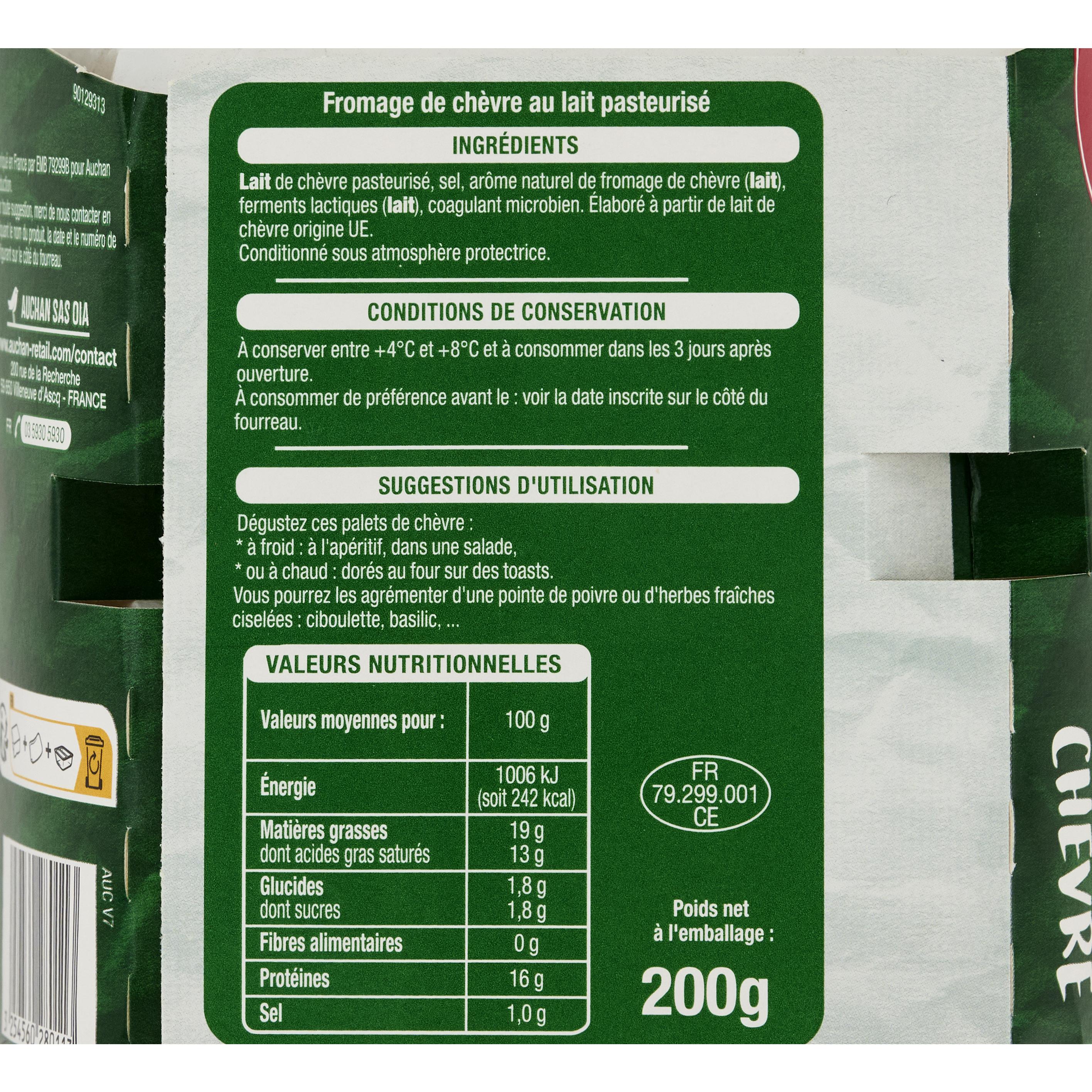 Voir la diapositive 2 : AUCHAN Palets de chèvre 200g