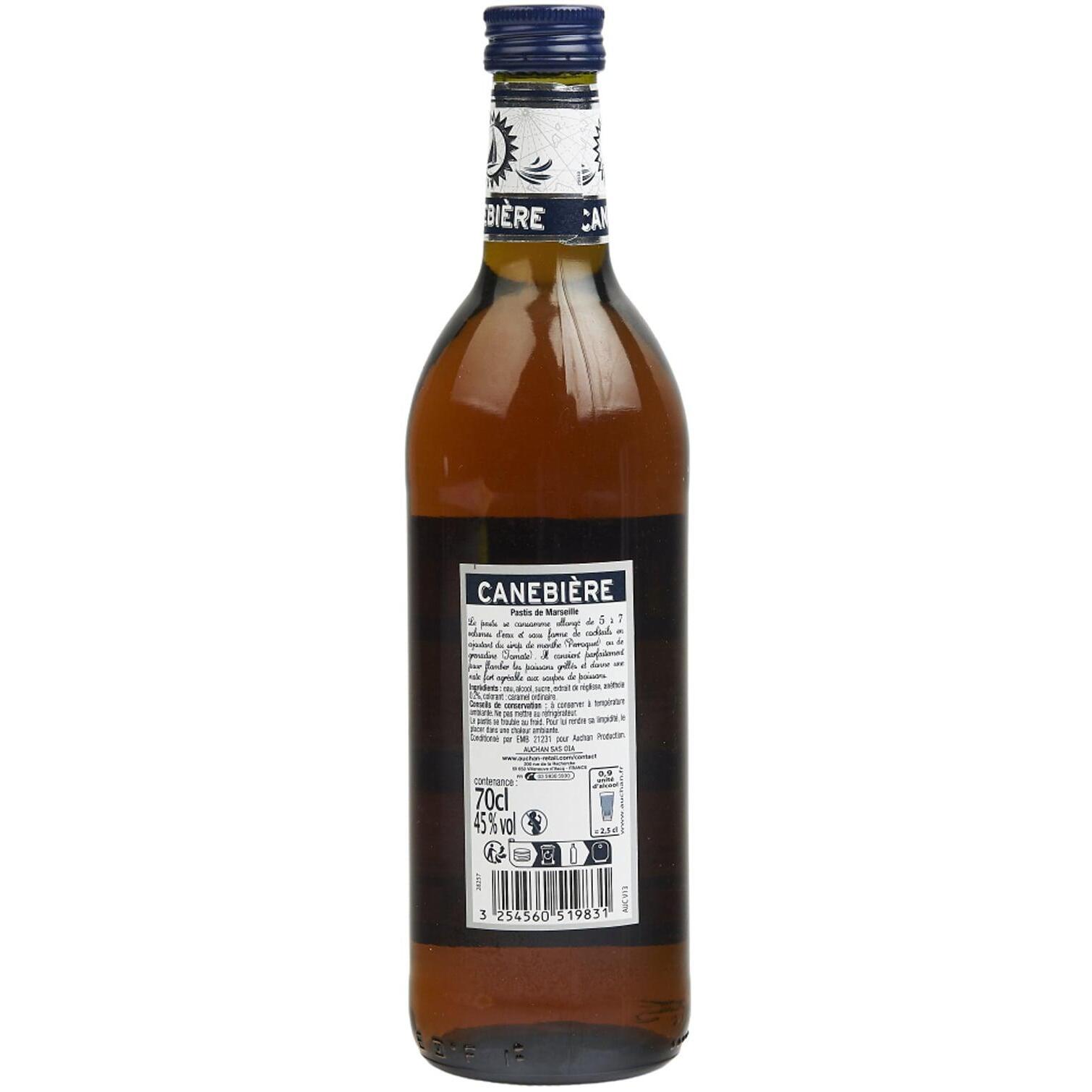 Voir la diapositive 2 : CANEBIERE Pastis de Marseille 45% 70cl