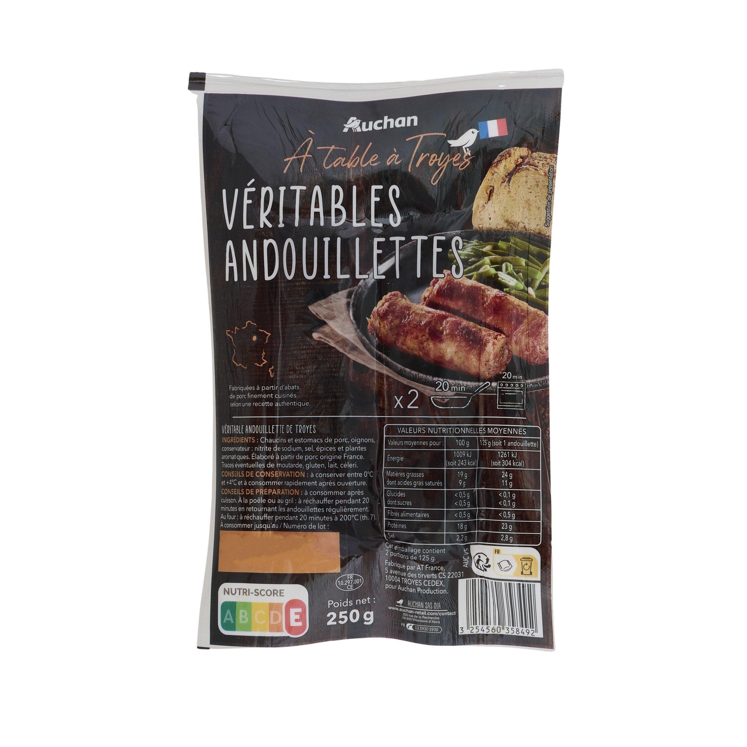 Voir la diapositive 2 : AUCHAN TERROIR Andouillettes de Troyes 2 pièces 250g